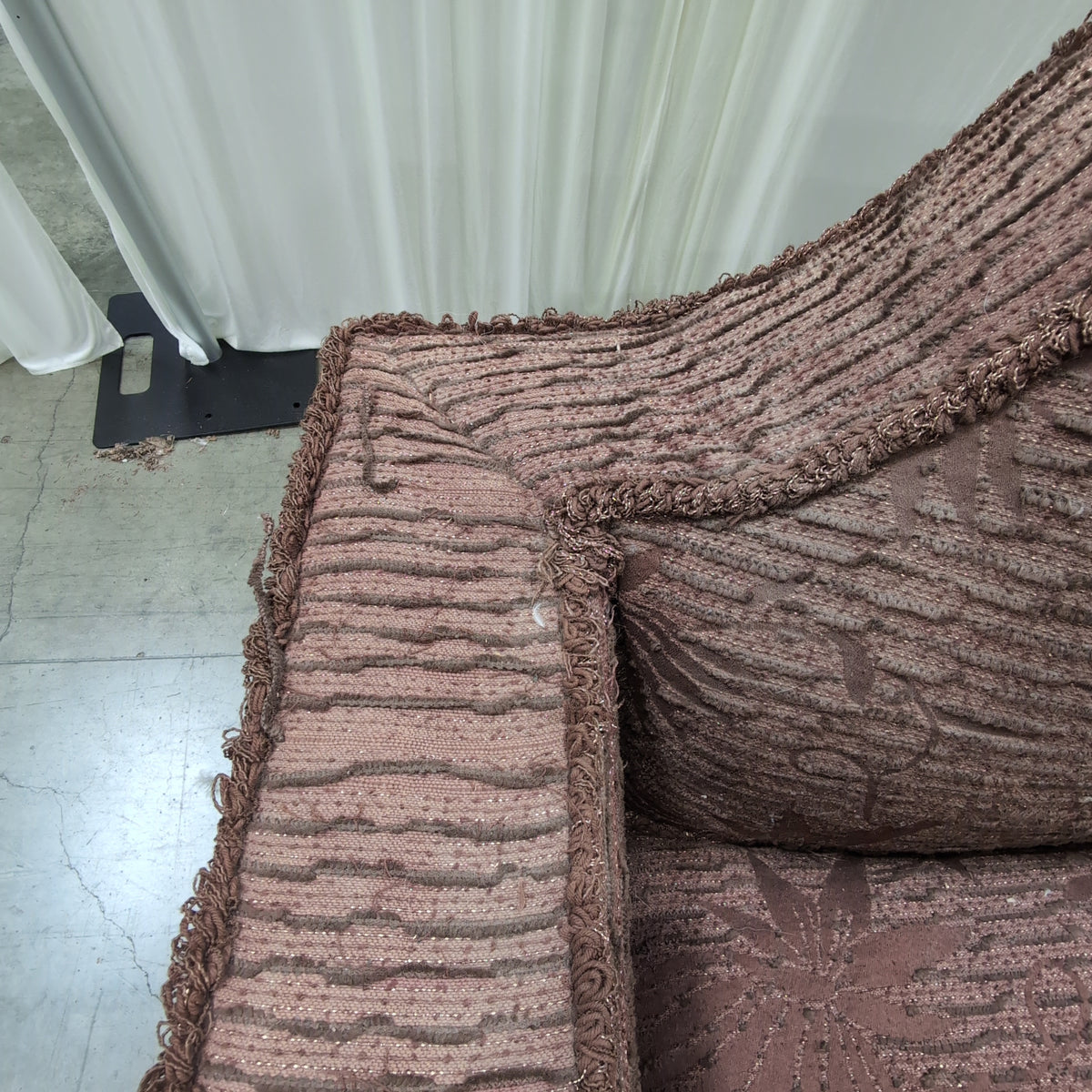 Brown Jacquard Fabric Fringed Skirt Couch