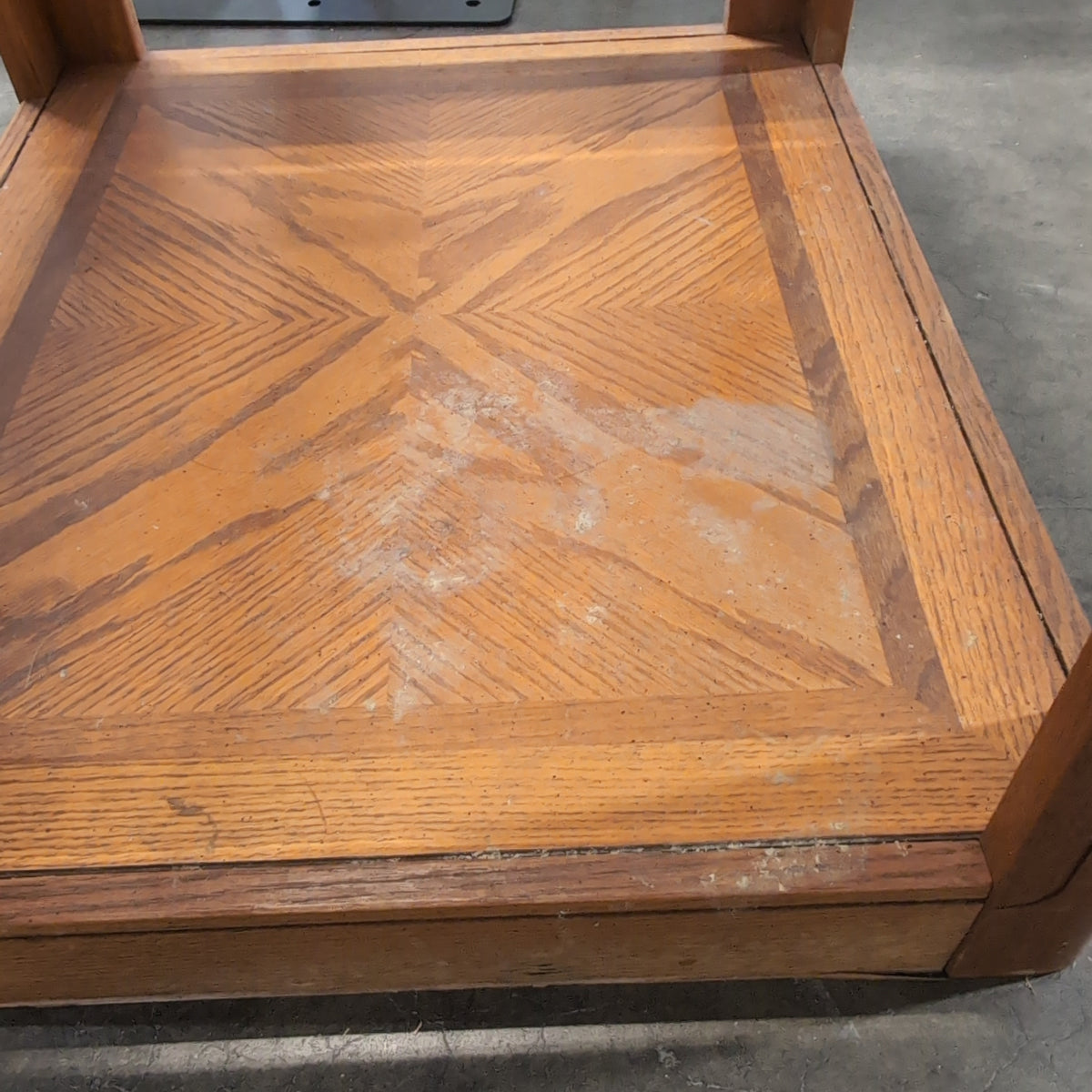 Traditional Brown Wood End Table with Glass Top