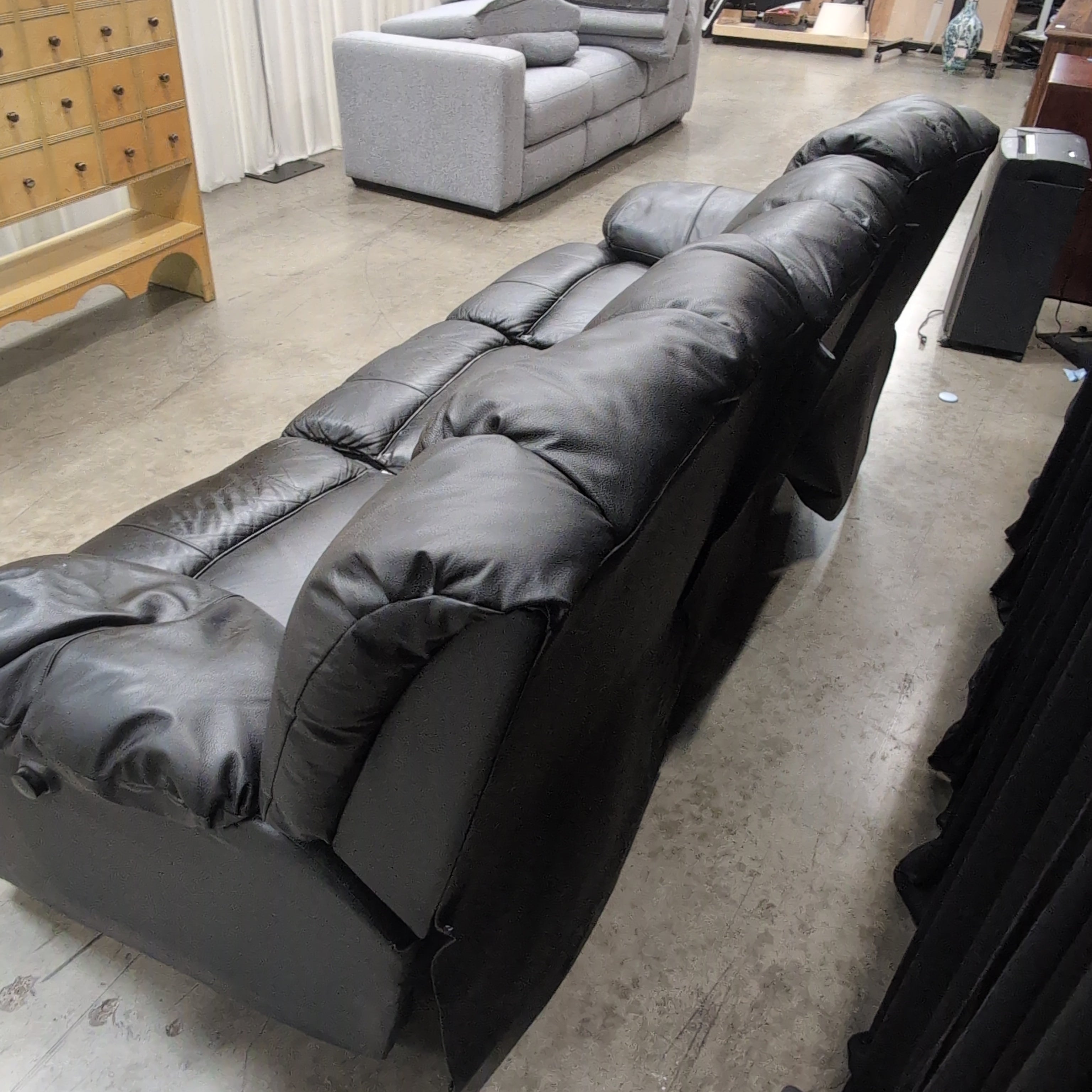 Black Faux Leather Reclining Couch