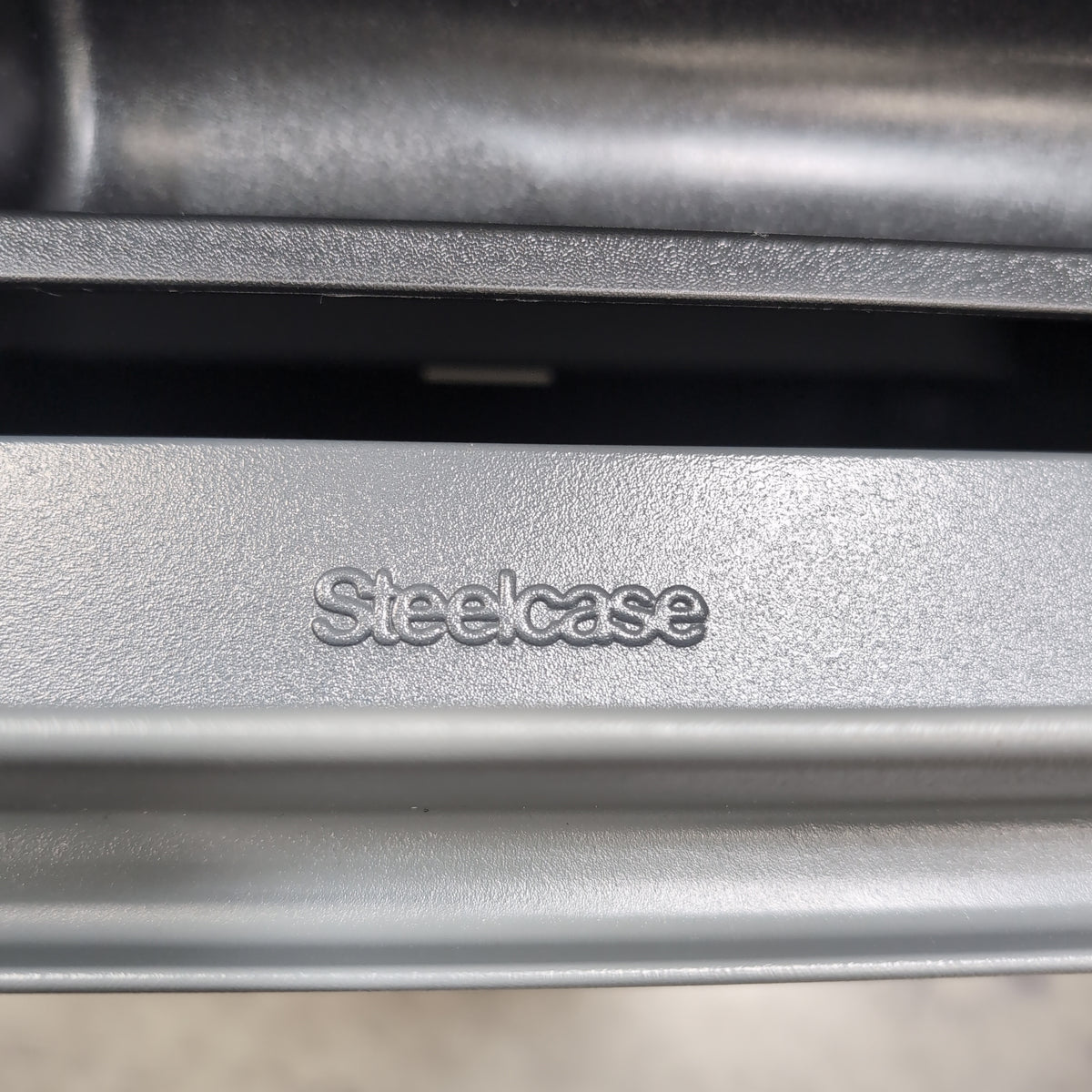 Steelcase Grey Mobile Filing Cabinet with Upholstered Top