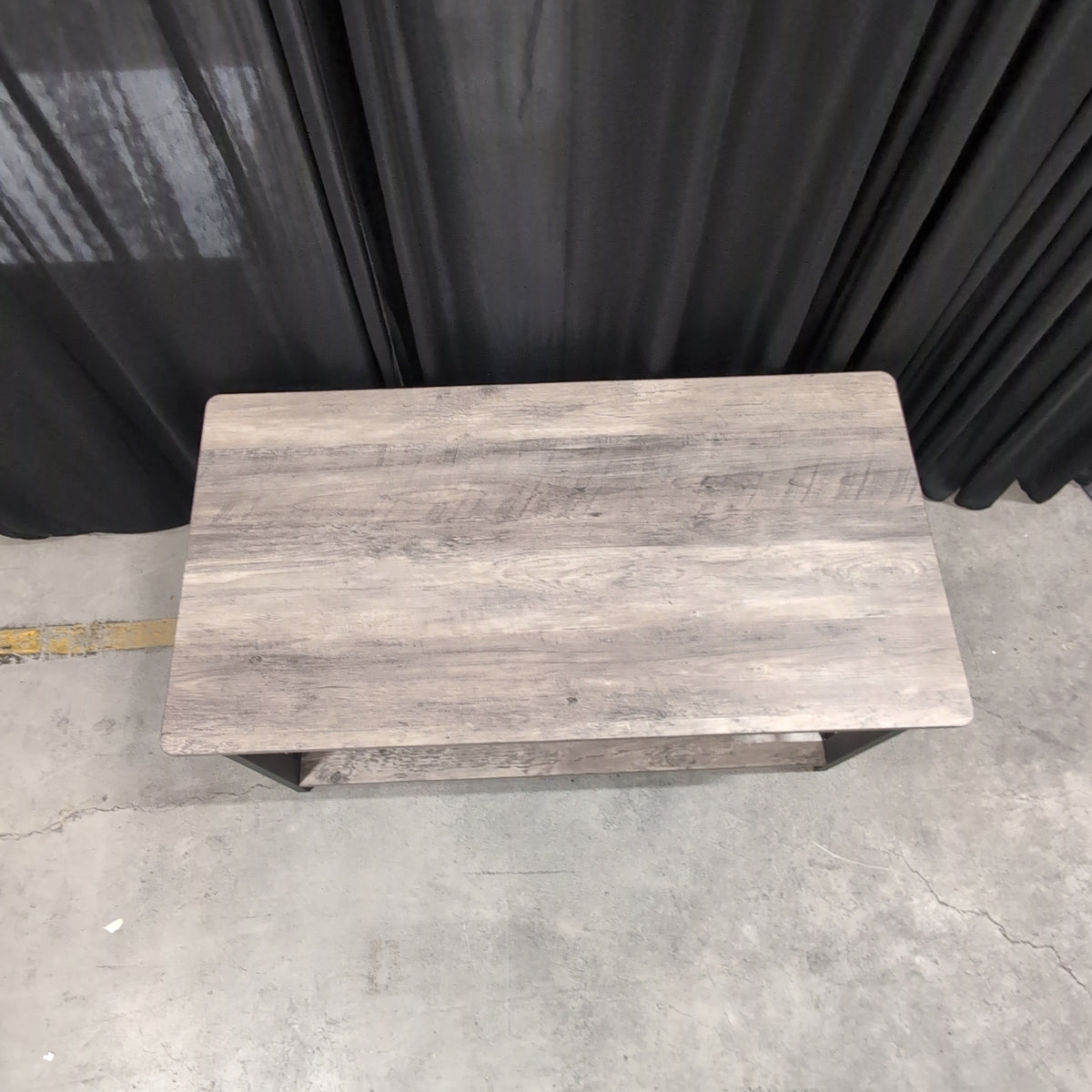 Industrial Style Black Metal Console Table with Wood Look Top