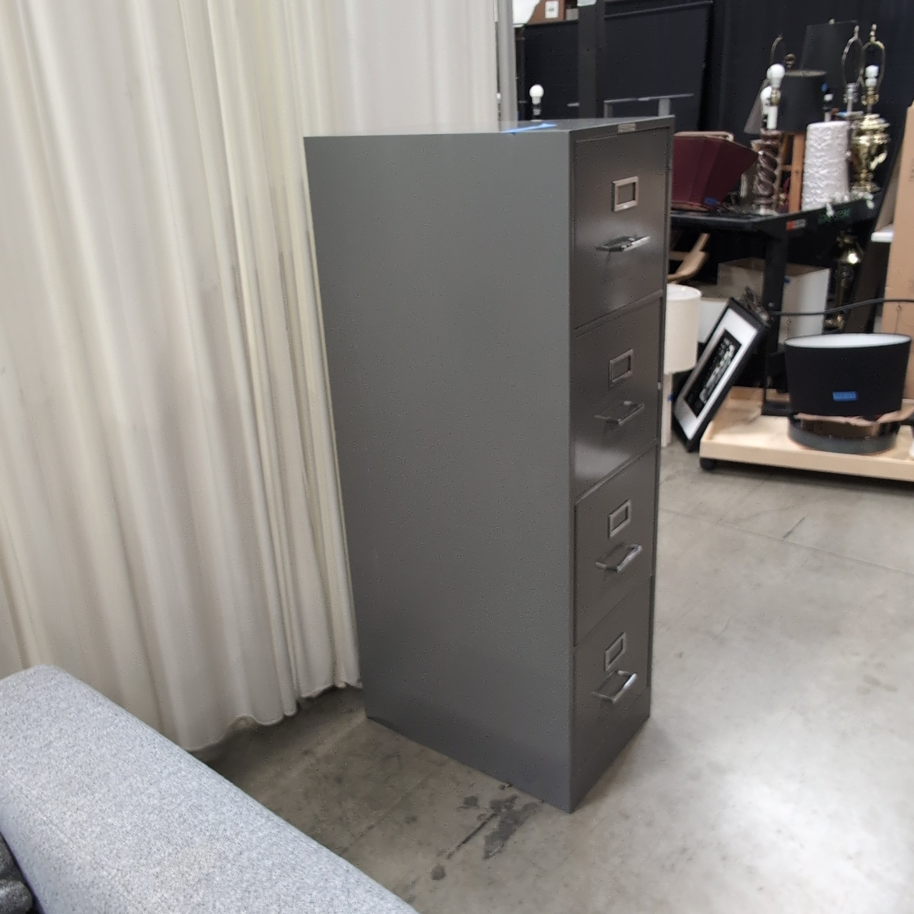 Montgomery Ward Grey Four-Drawer Filing Cabinet in Metal