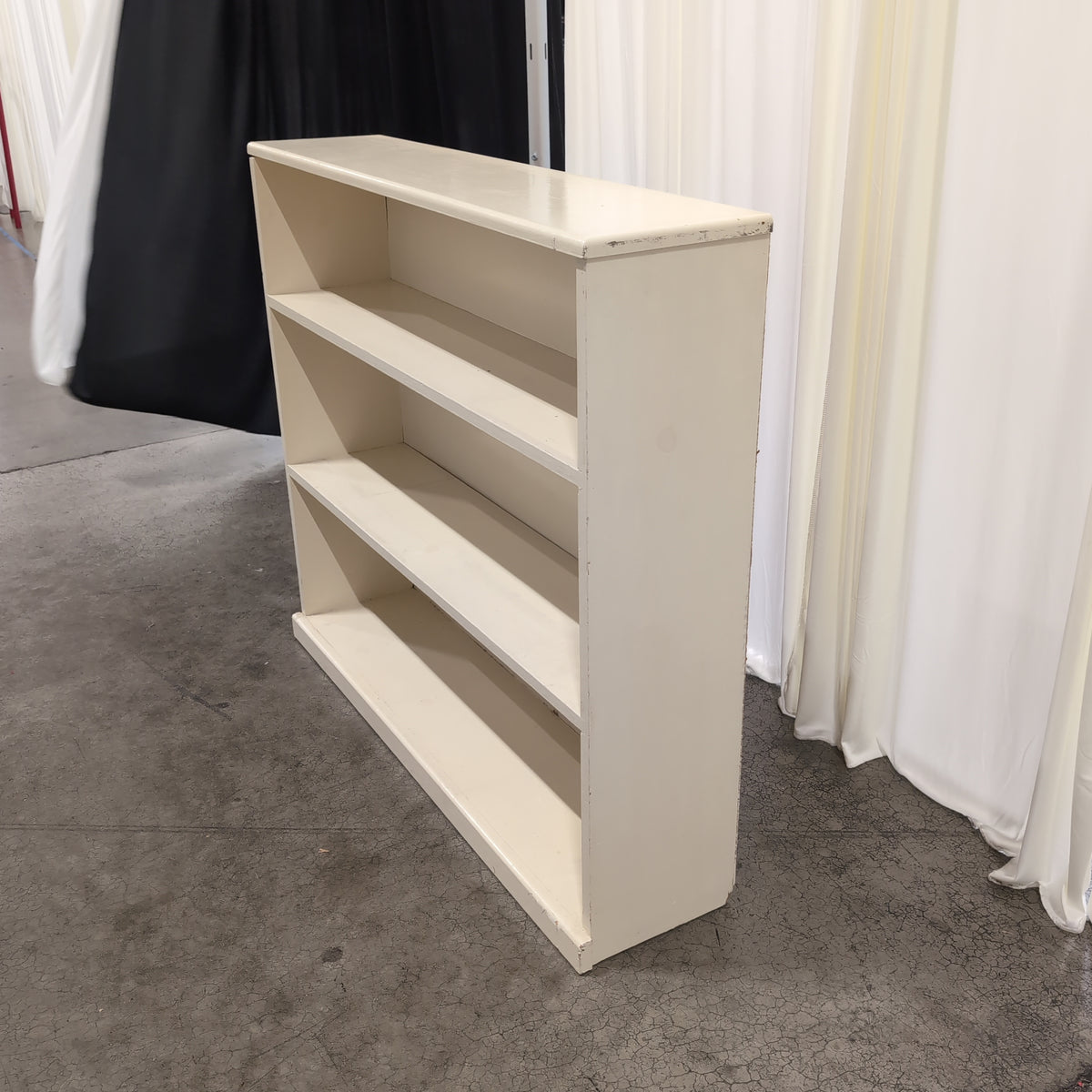 Cream Four-Shelf Storage Bookcase in Painted Wood