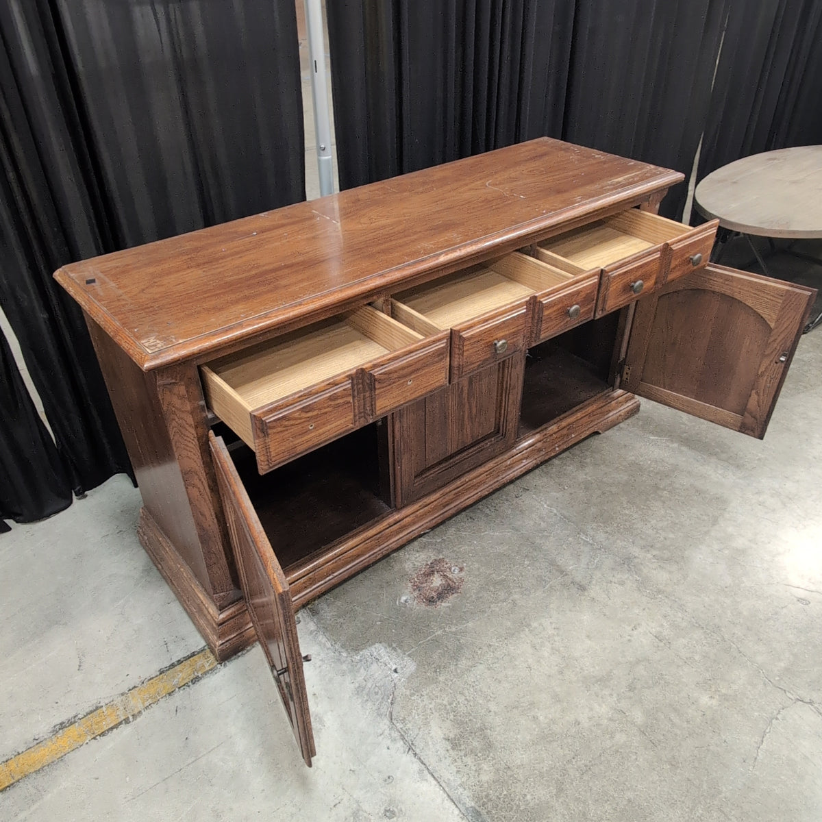 Traditional Dark Wood Buffet with Arched Panels