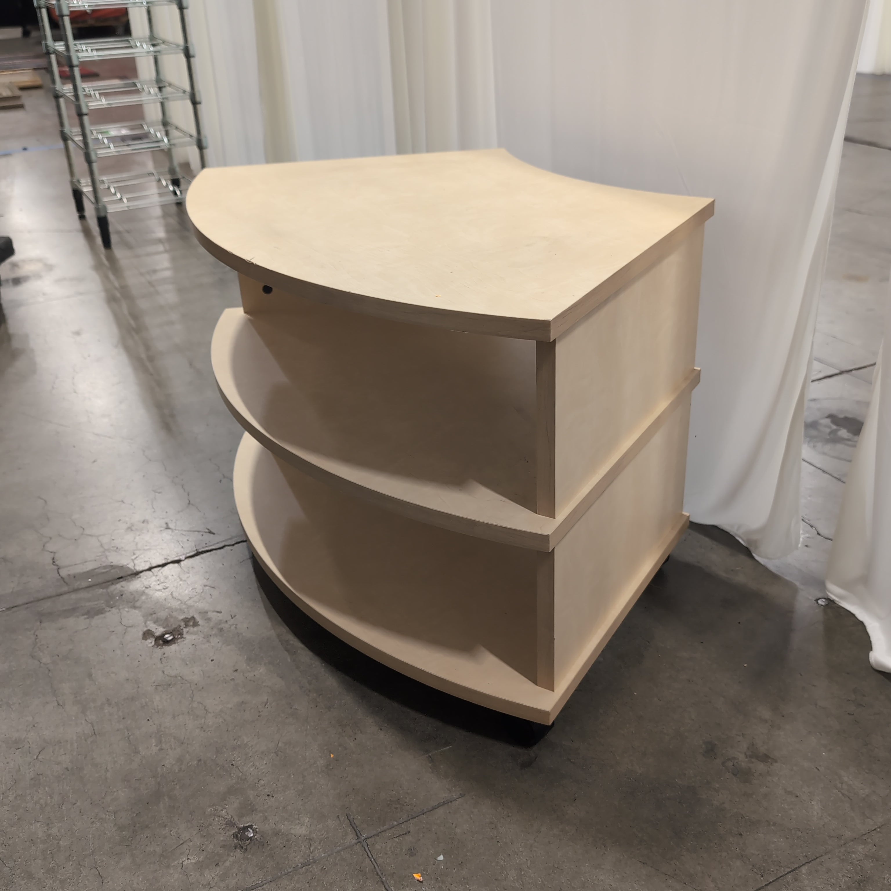 Three-Tier Curved Light Wood Bookcase