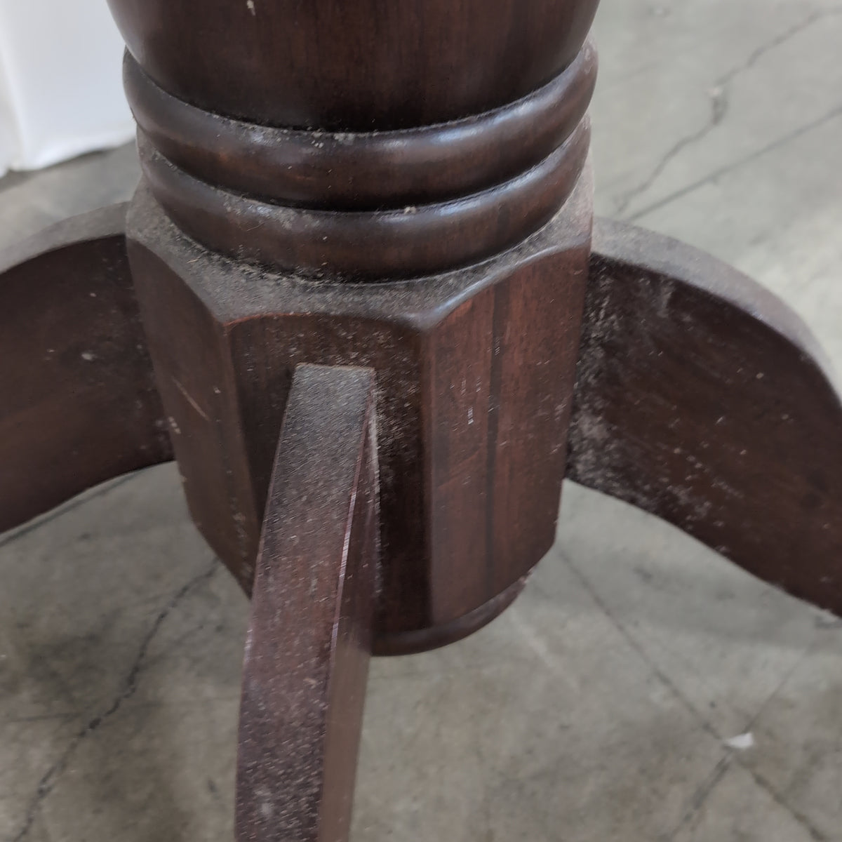 Dark Wood Round Dining Table with Drop Leaf
