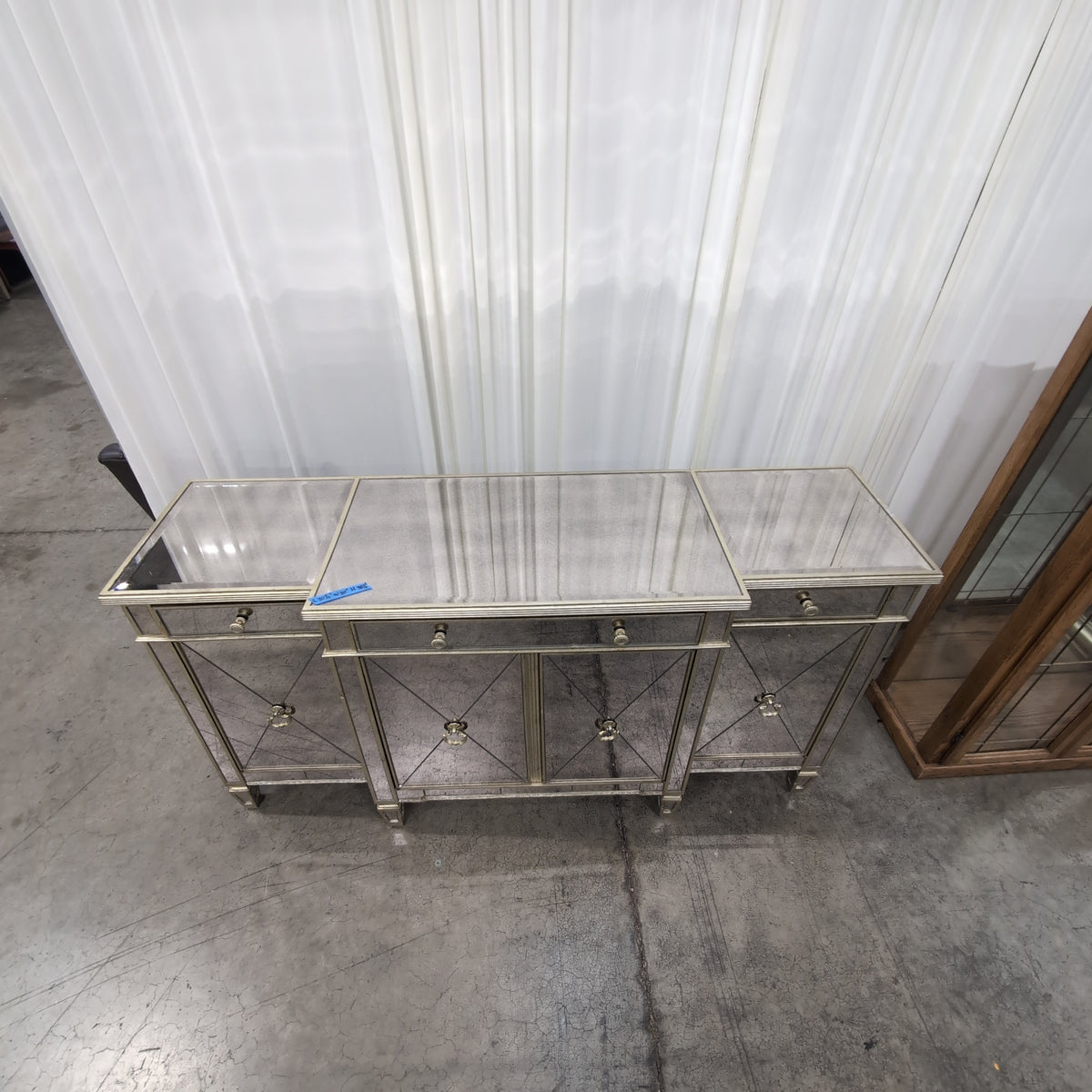 Zhong Shun Wood Art Co Champagne Mirrored Two-Drawer Buffet in Glass