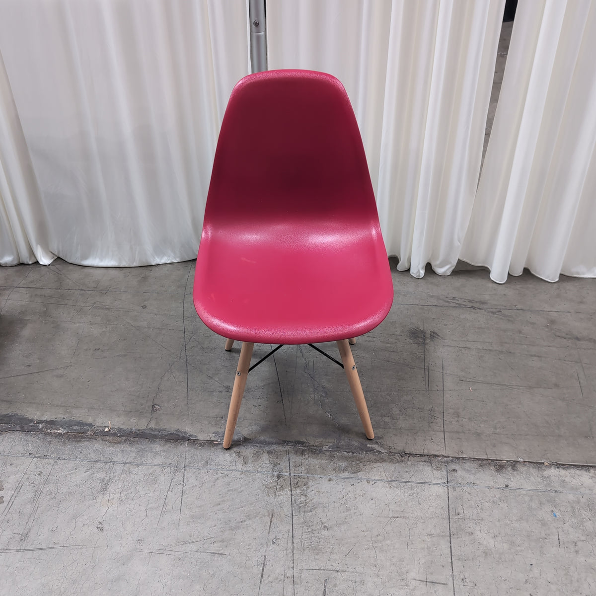 Mid-Century Style Red Dining Chair with Wood Legs