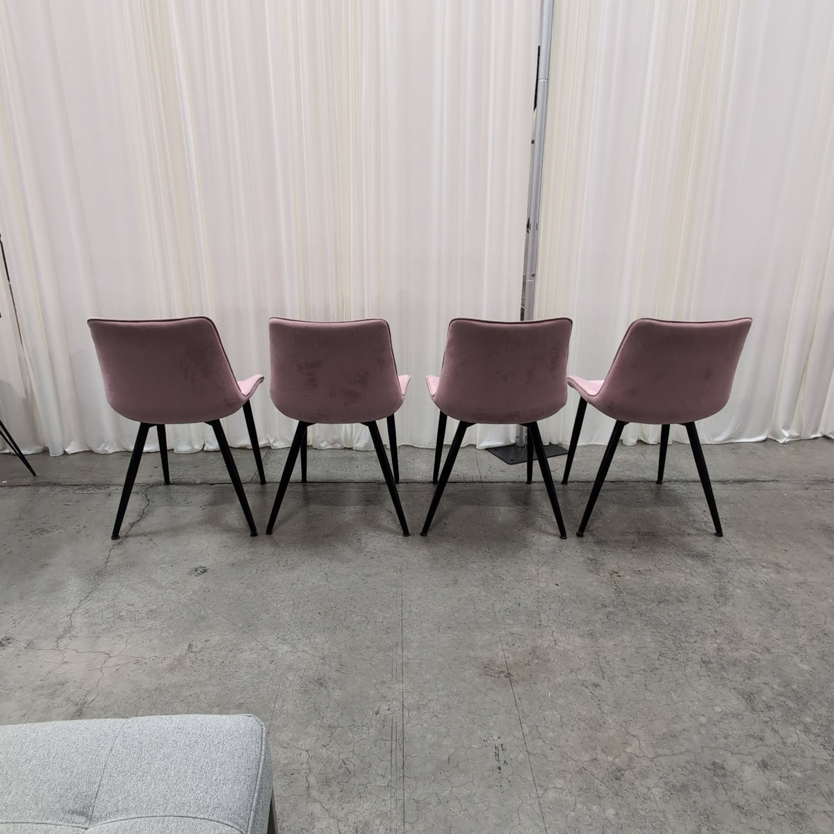 Pink Quilted Velvet Dining Chair