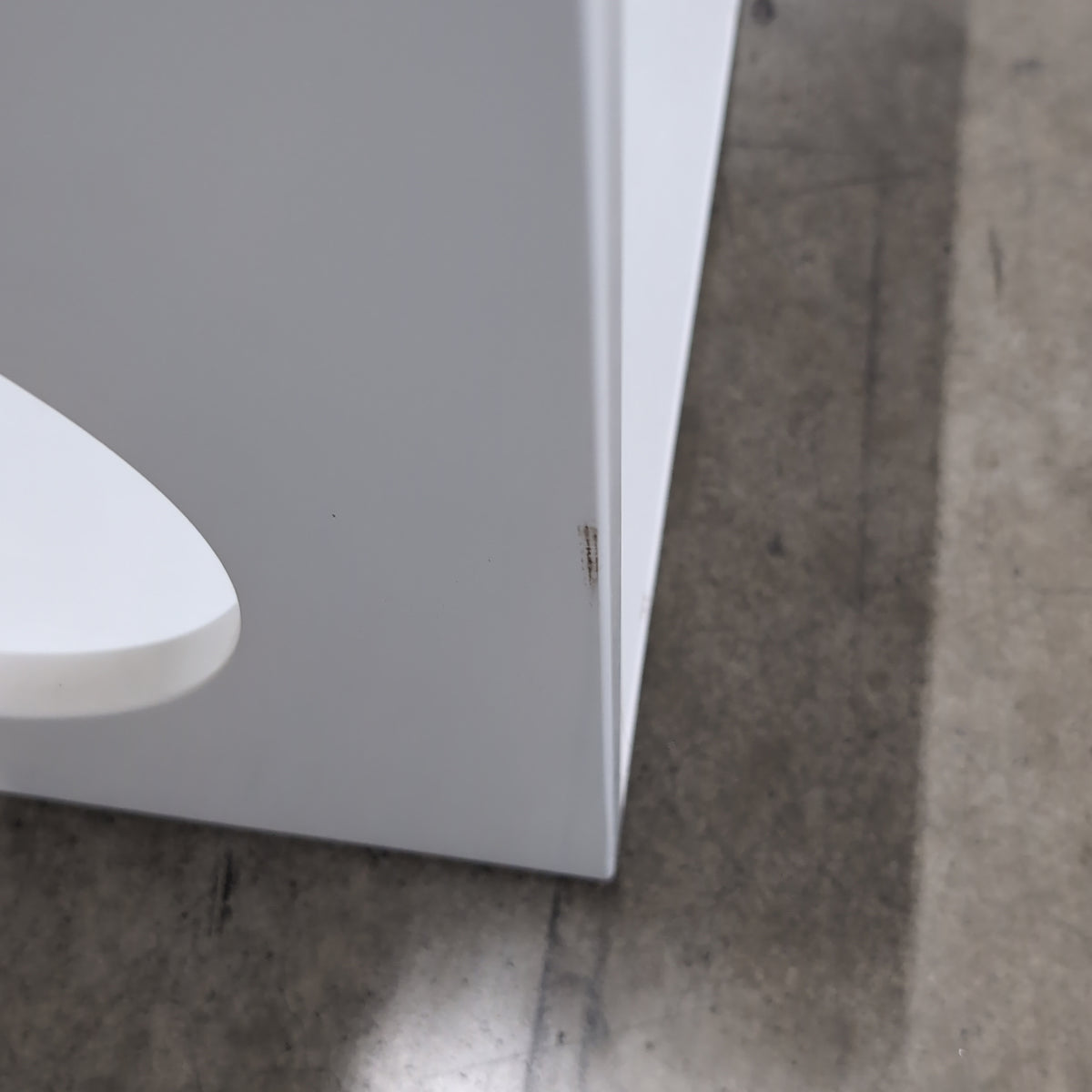 White Cube End Table with Circular Cutout
