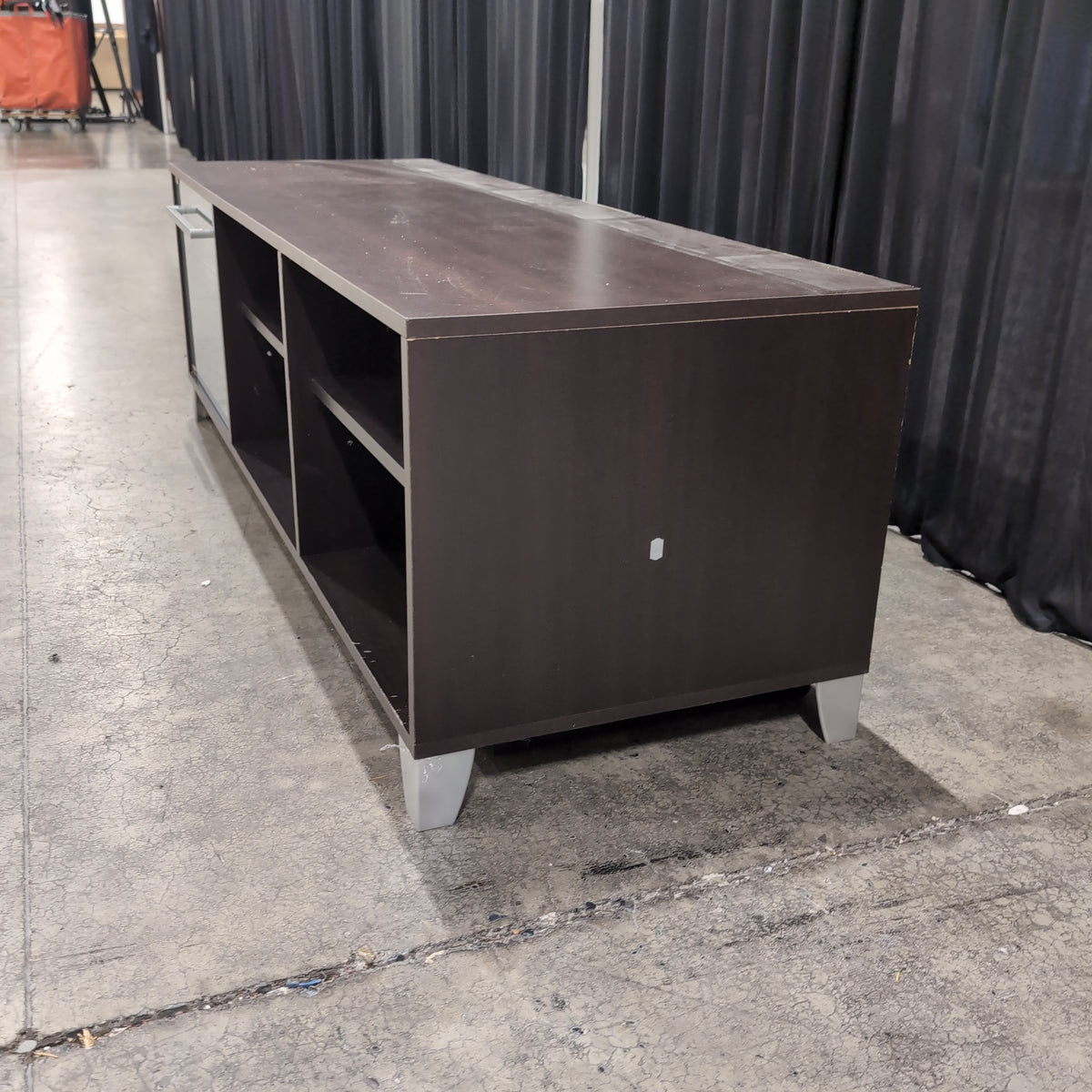 Dark Brown Contemporary TV Stand with Frosted Glass Door
