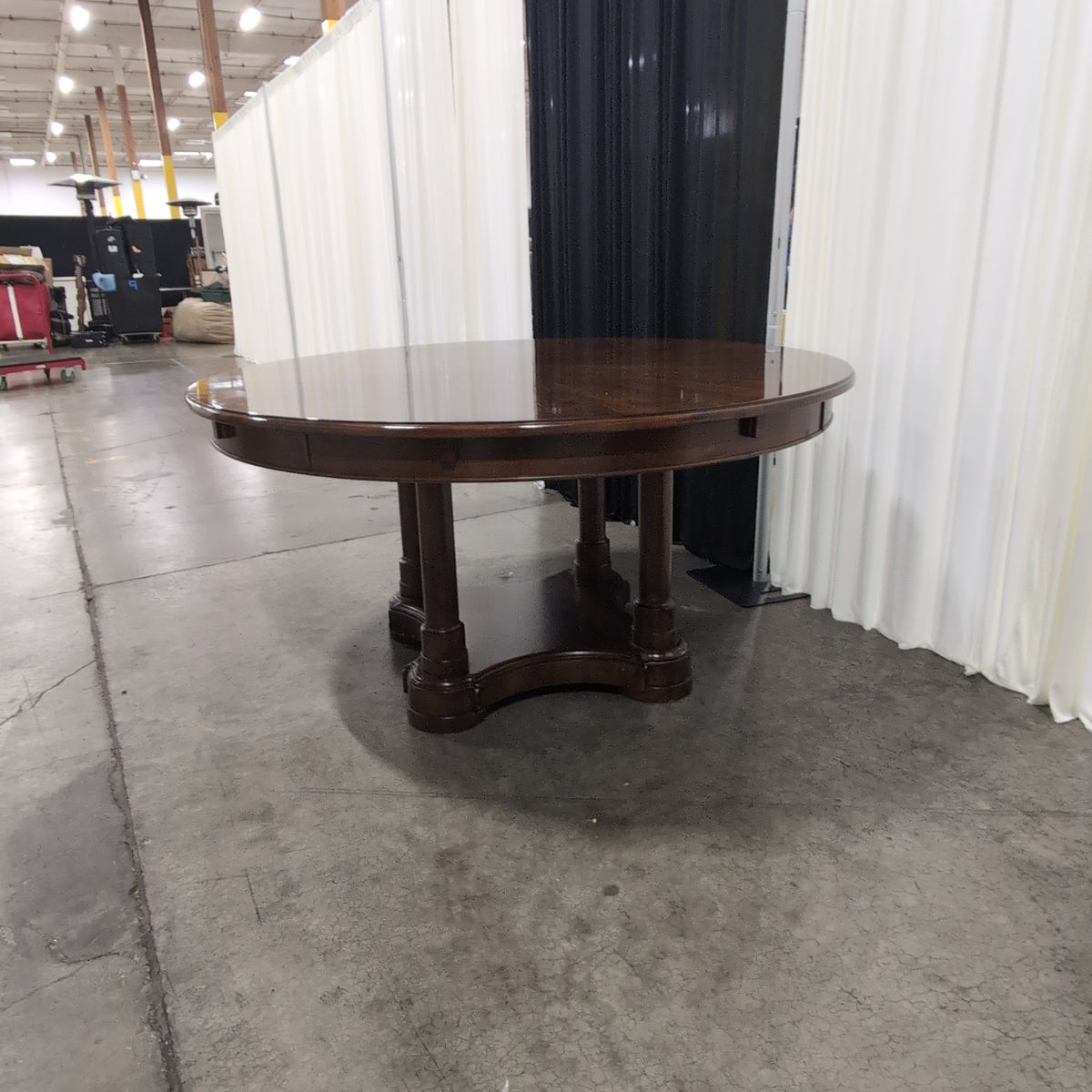 Traditional Brown Wood Round Dining Table