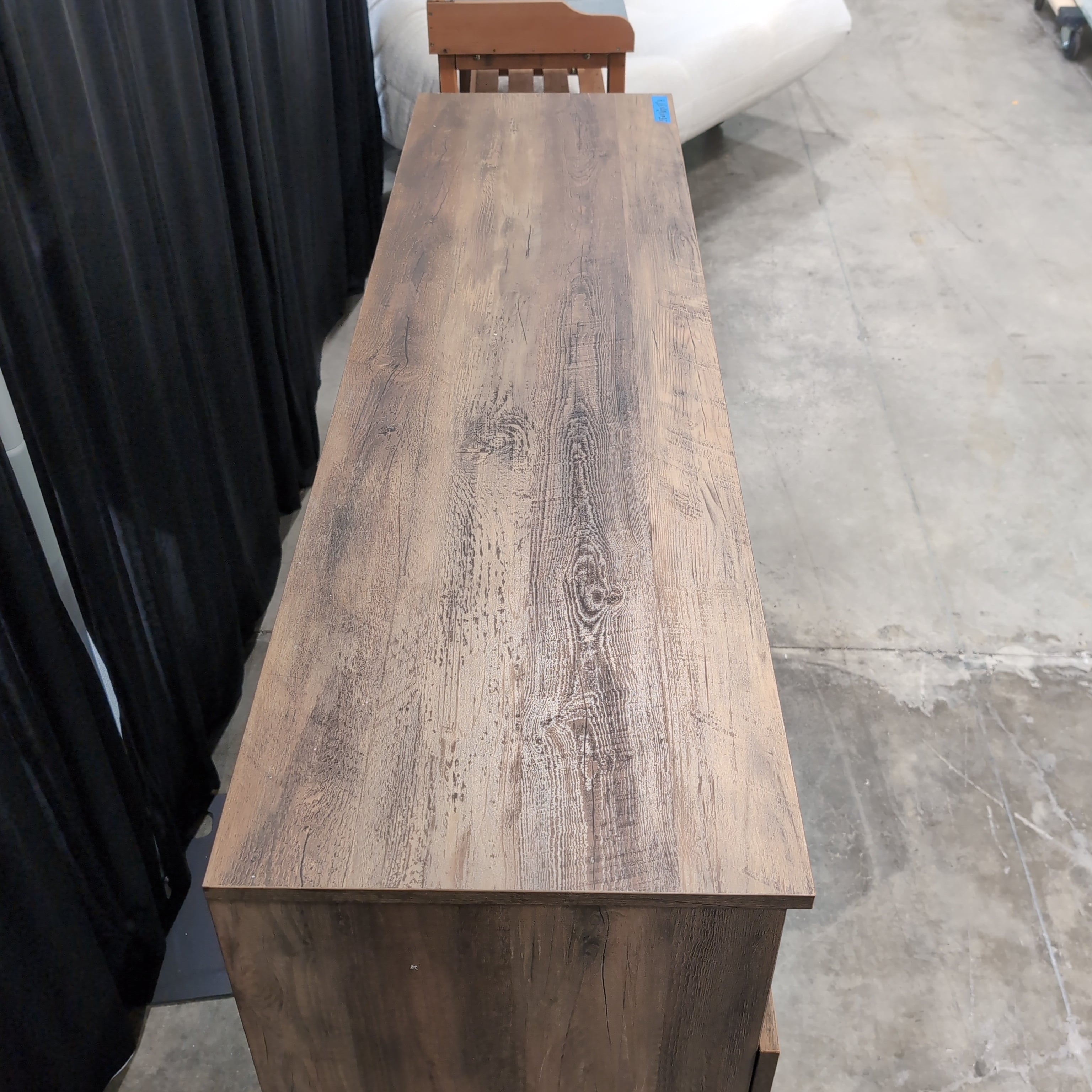 Brown Wood-Look Modern TV Stand with Angled Doors
