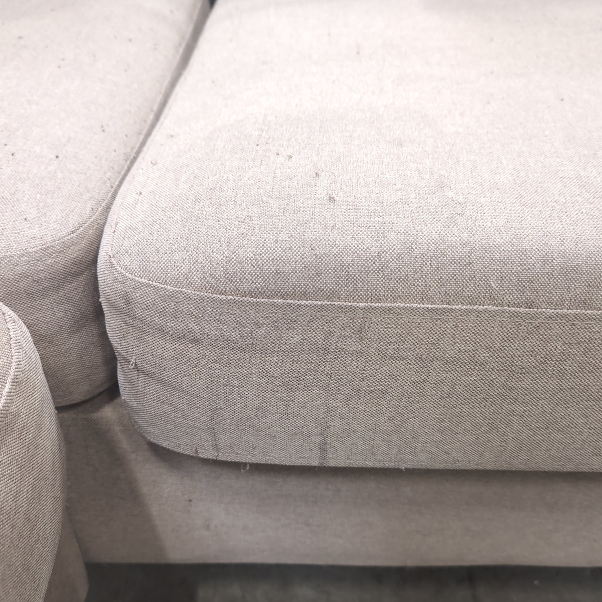 Neutral Fabric Three-Seat Couch with Removable Cushions