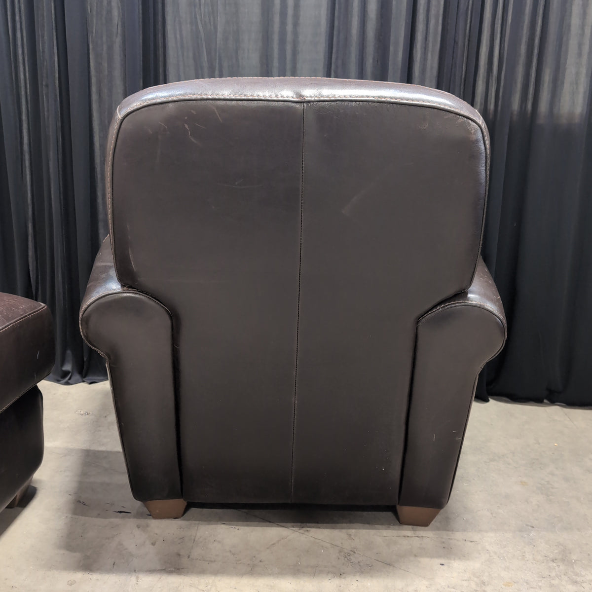 MADINE Brown Leather Club Chair with Ottoman
