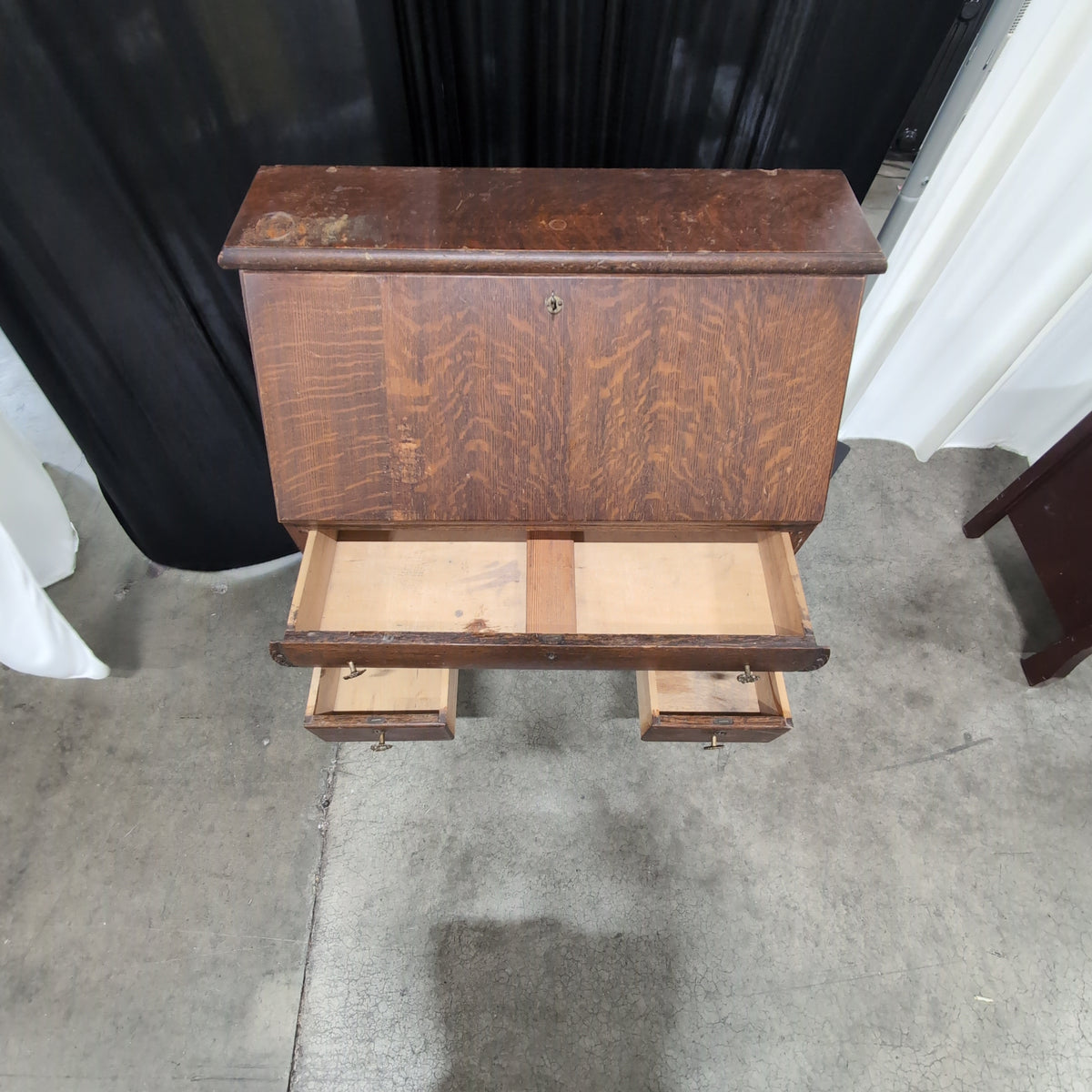 Antique Dark Wood Secretary Desk with Drop Front
