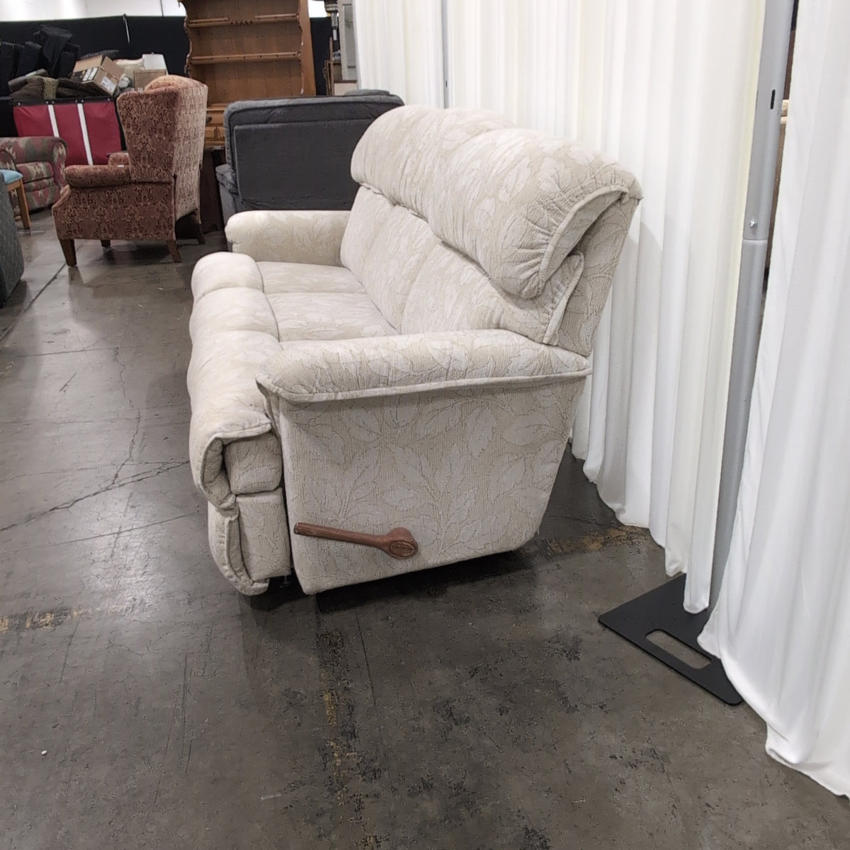 Beige Floral Pattern Reclining Couch