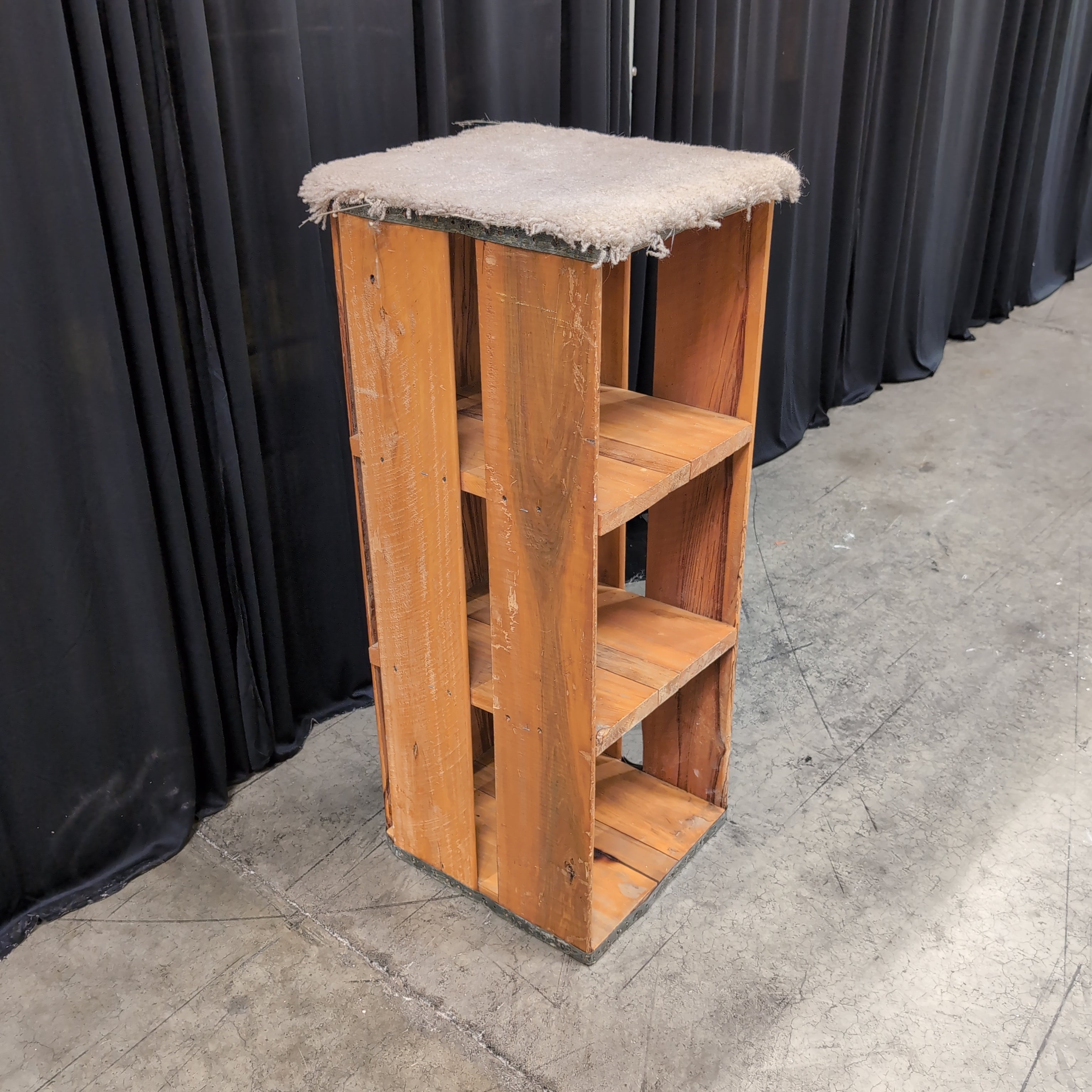 Rustic Wood Three-Shelf Bookcase with Metal Accents