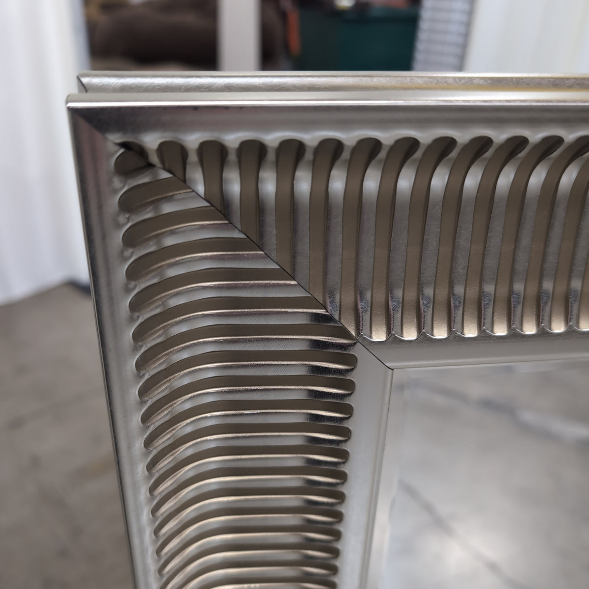 Rectangular Silver Reeded Frame Wall Mirror