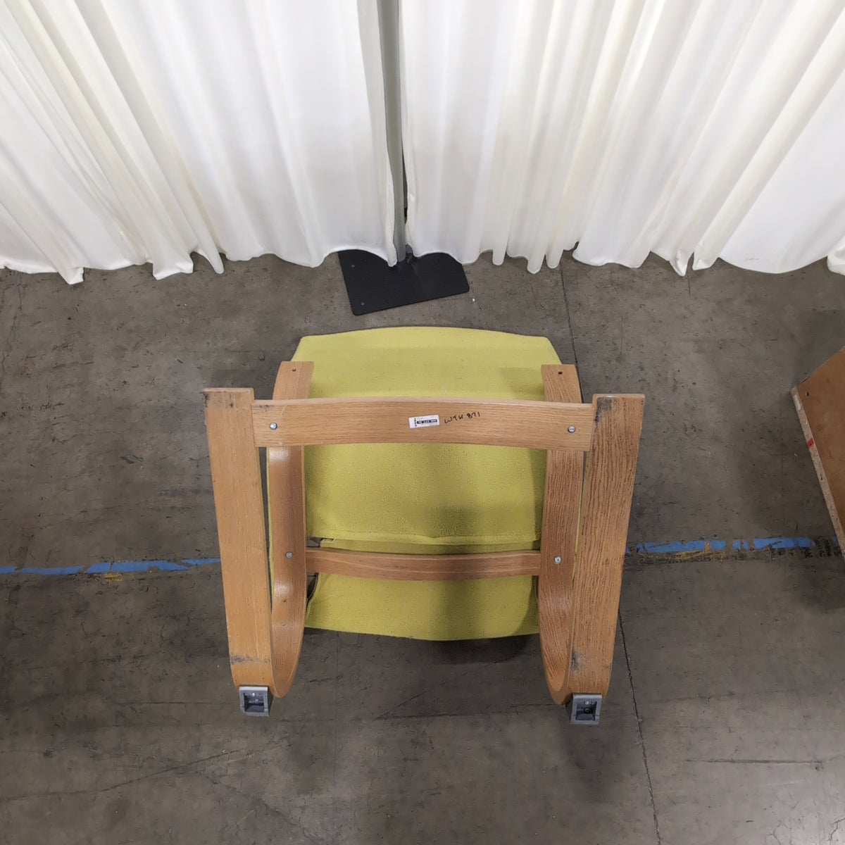 Lime Green Fabric Low Profile Lounge Chair with Wood Base