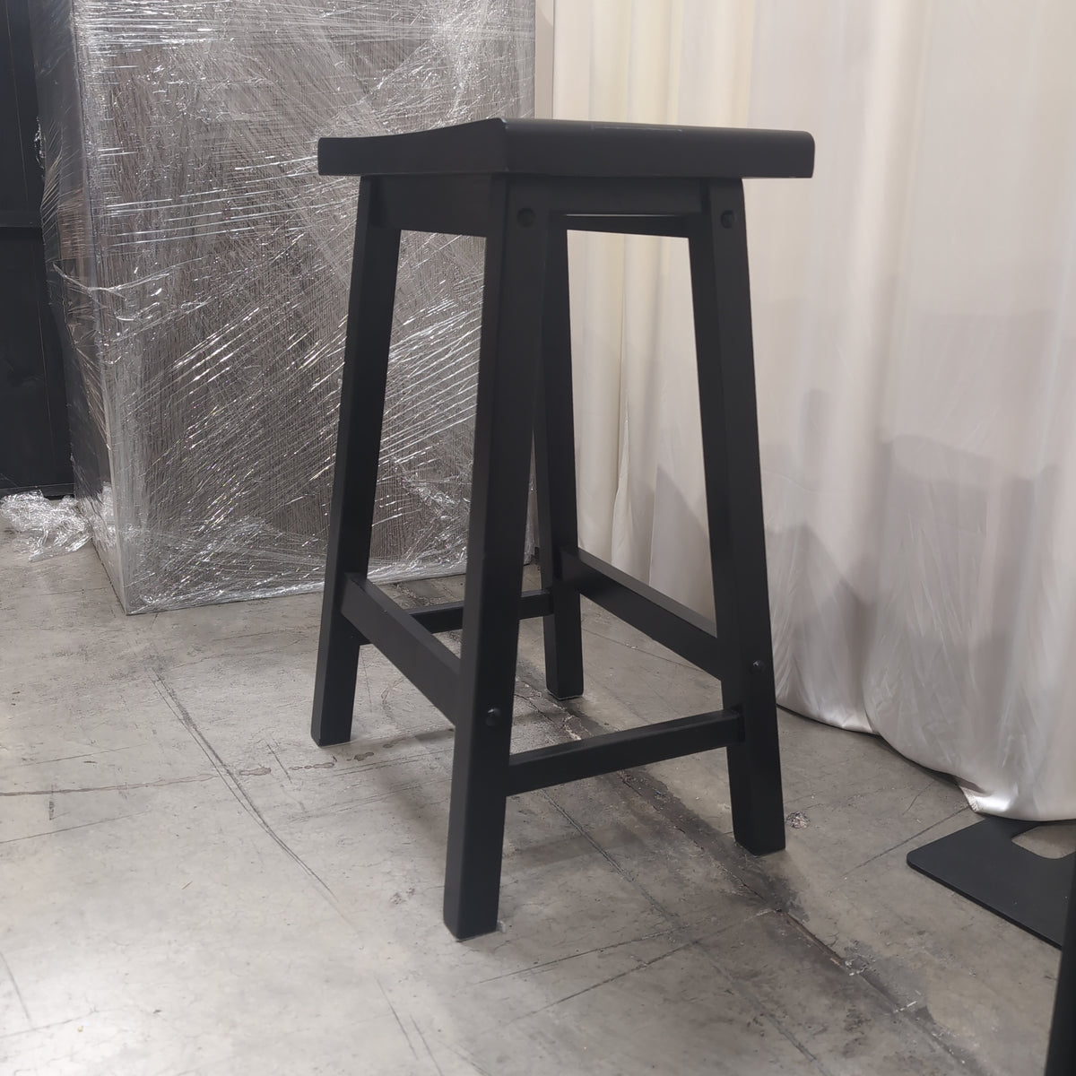 Simple Black Rectangular End Table in Wood