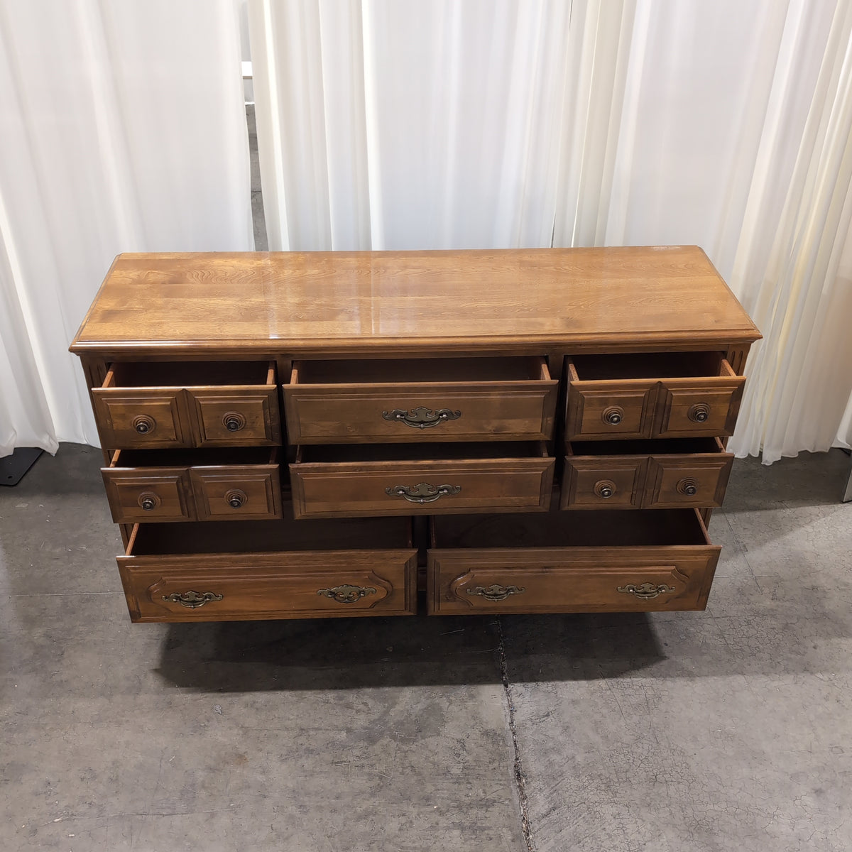 French Provincial Style Wood Dresser with Brass Pulls