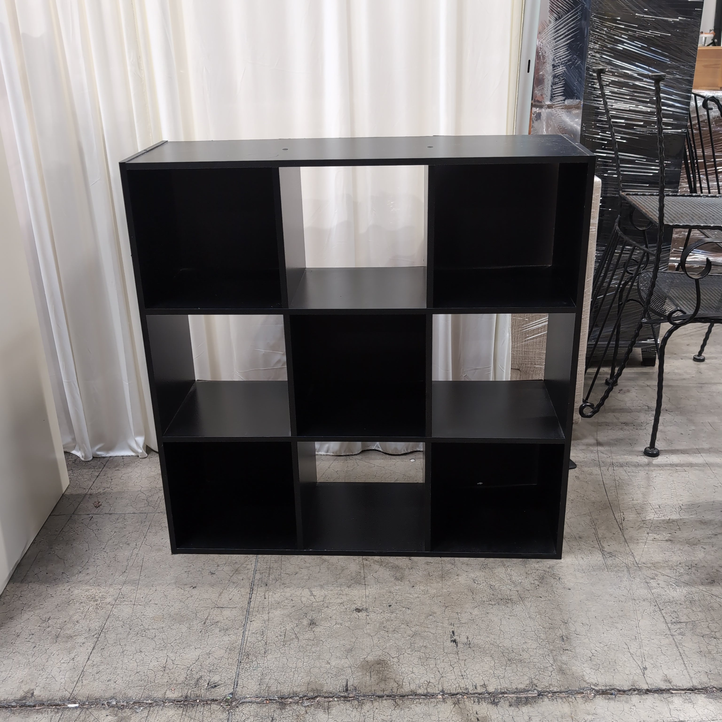 Dark Brown Wood Nine-Compartment Bookcase