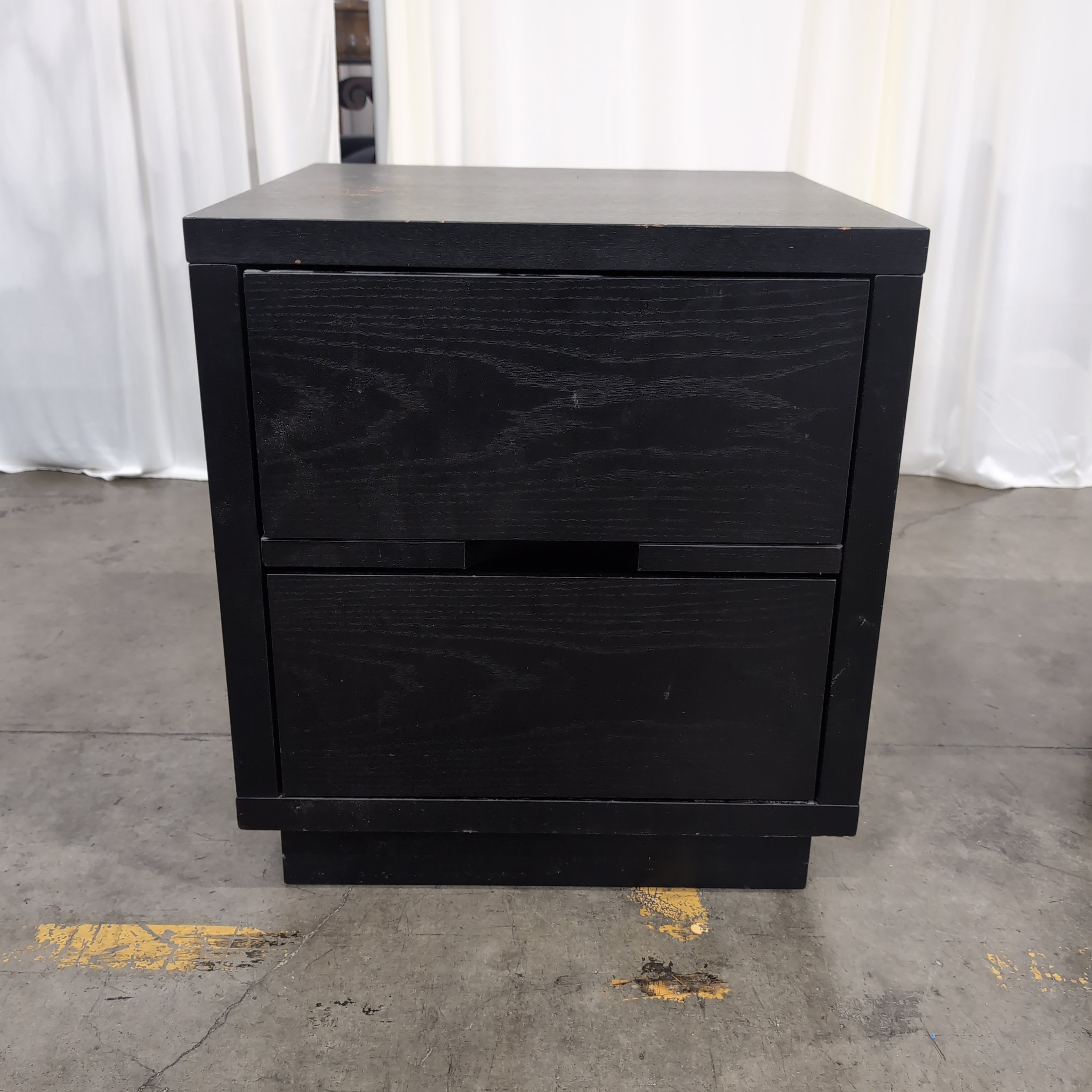 Simple Black Two-Drawer Nightstand