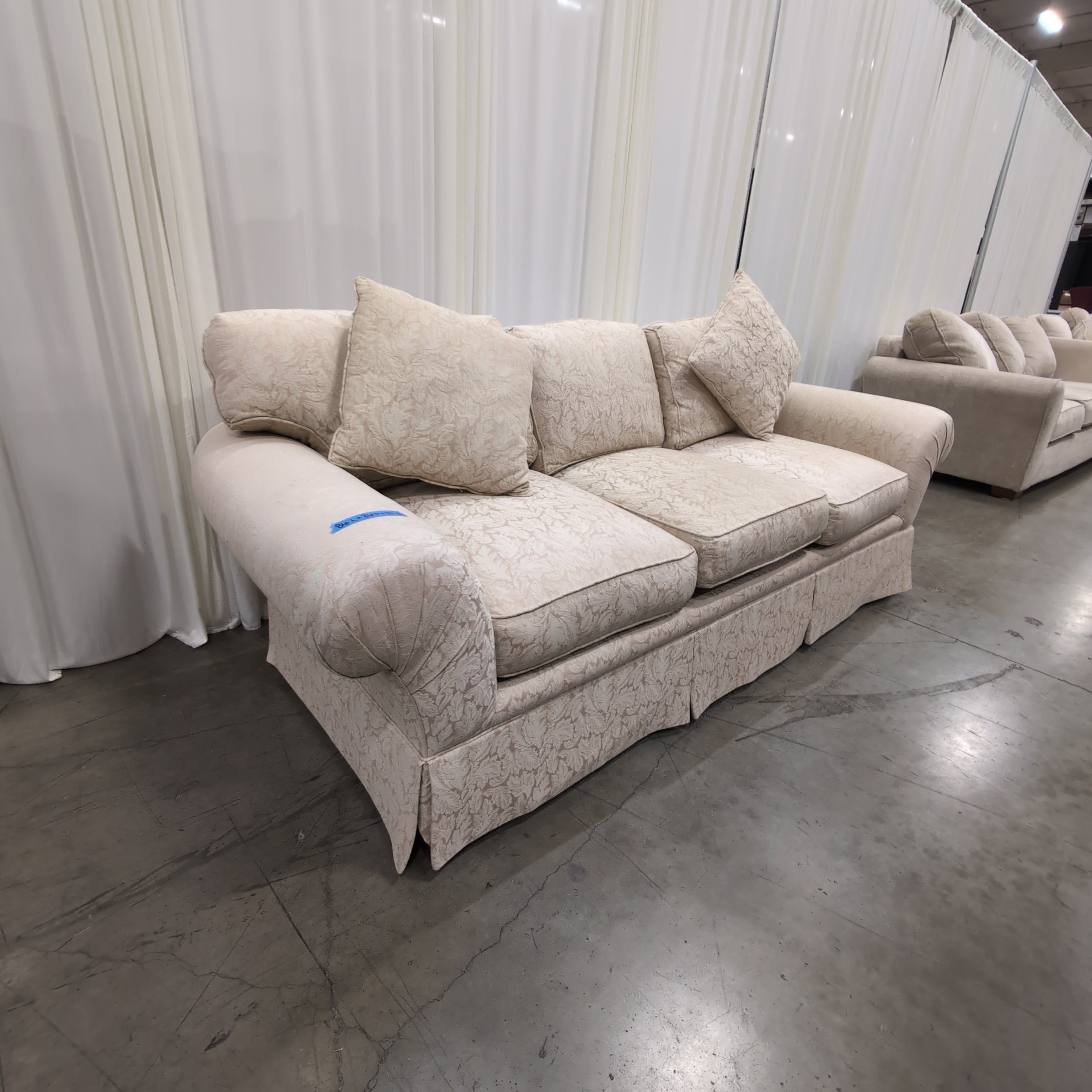 Verity Traditional Rolled Arm Couch with Skirted Base