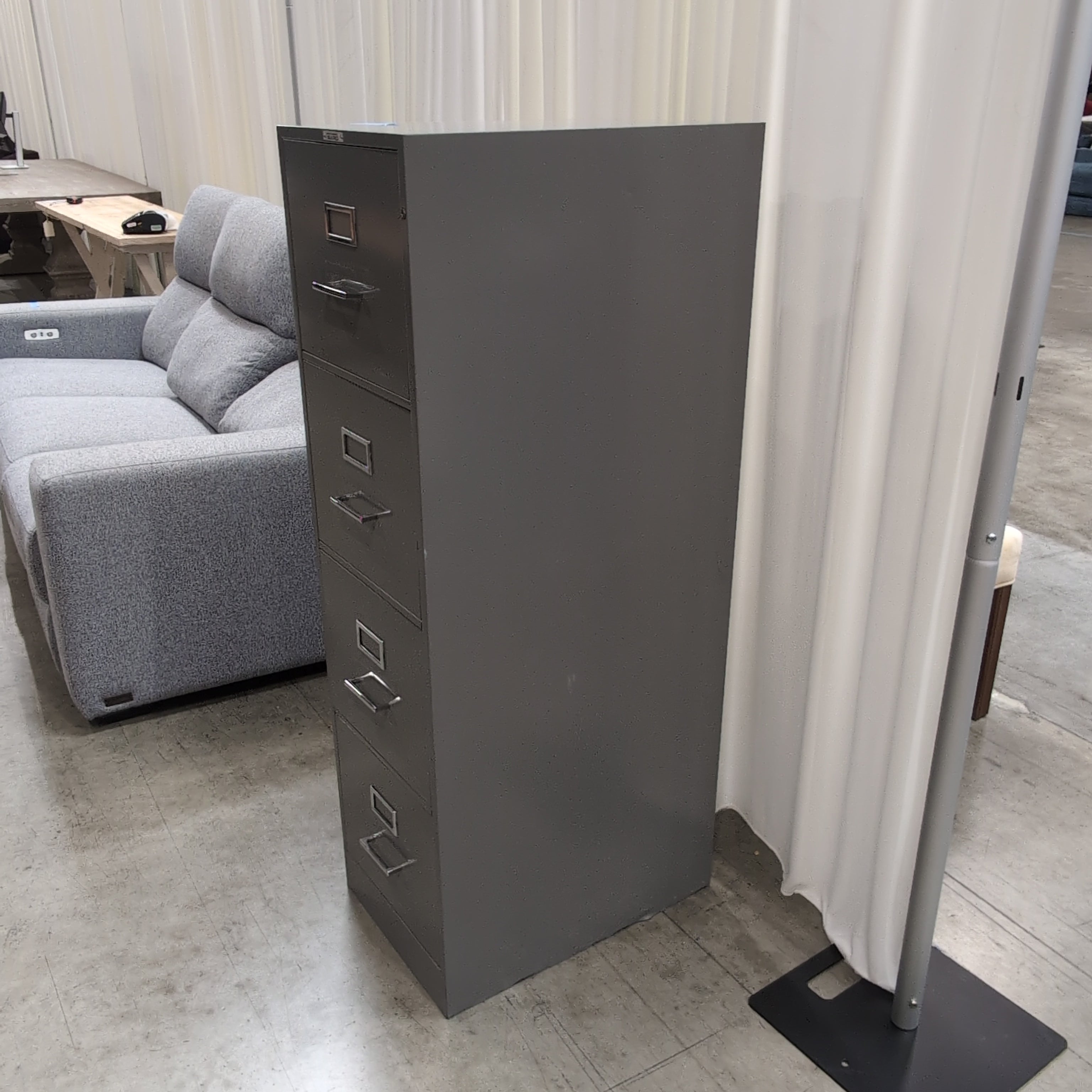 Montgomery Ward Grey Four-Drawer Filing Cabinet in Metal