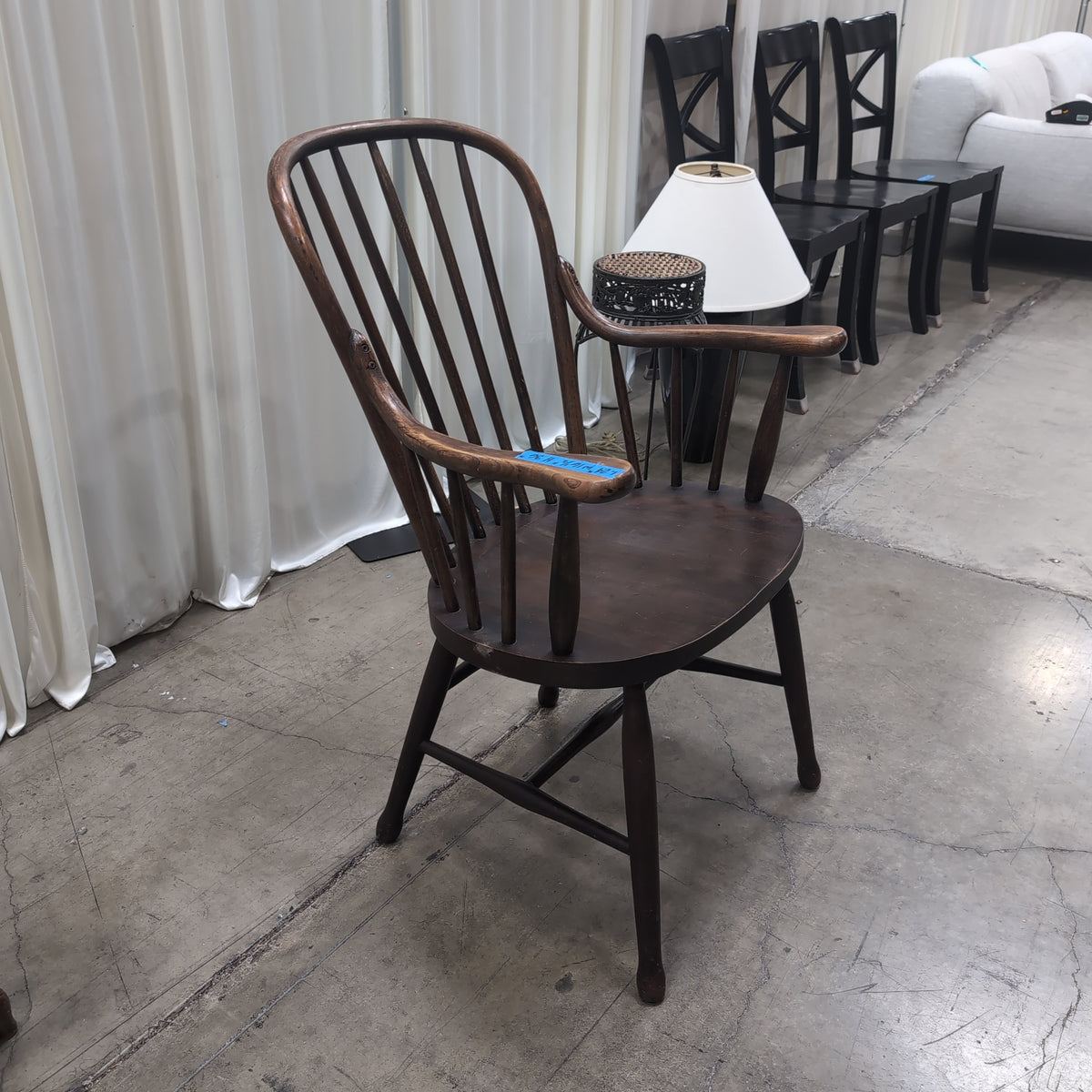 Traditional Dark Wood Windsor Arm Chair