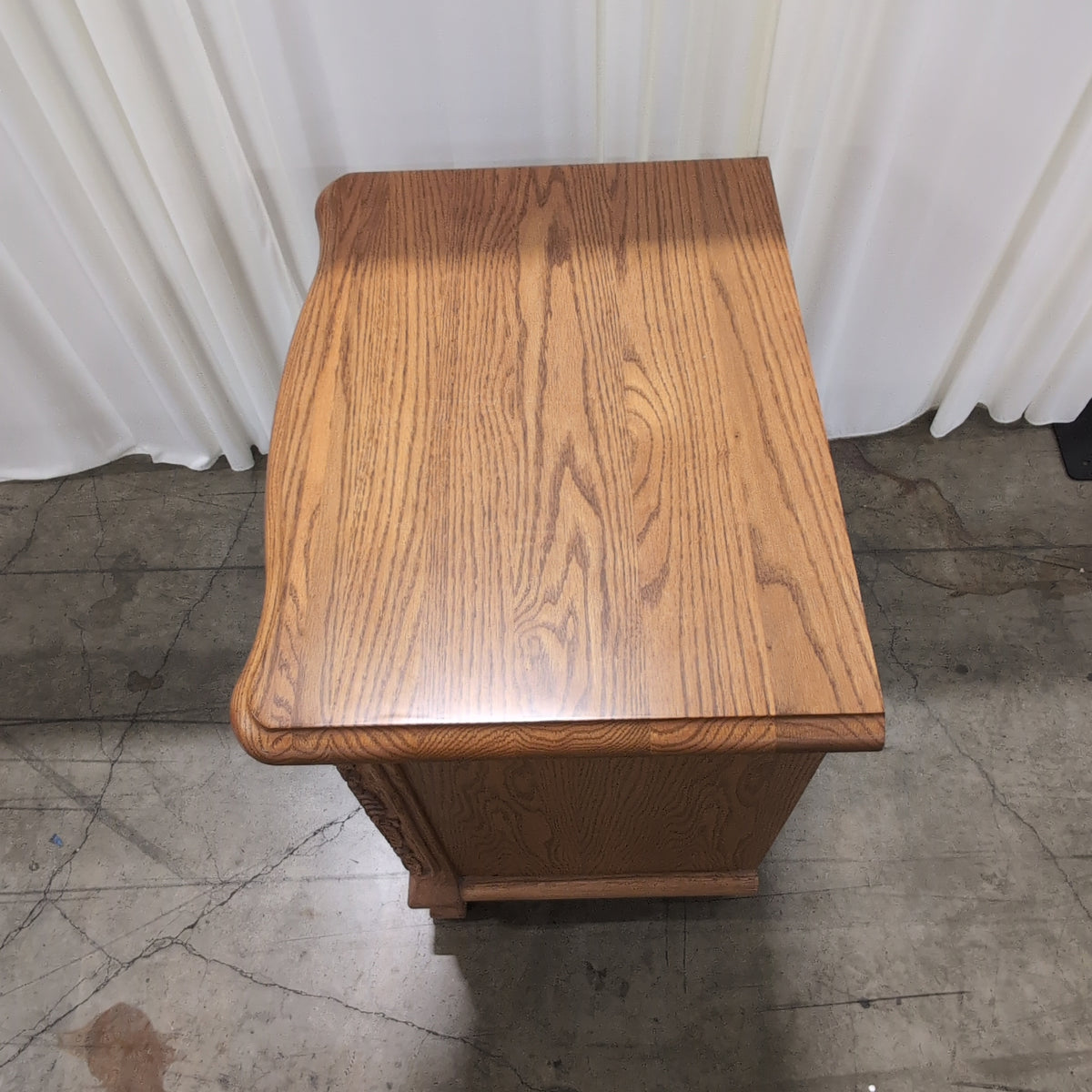 A-AMERICA Ornate Carved Oak Three-Drawer Nightstand