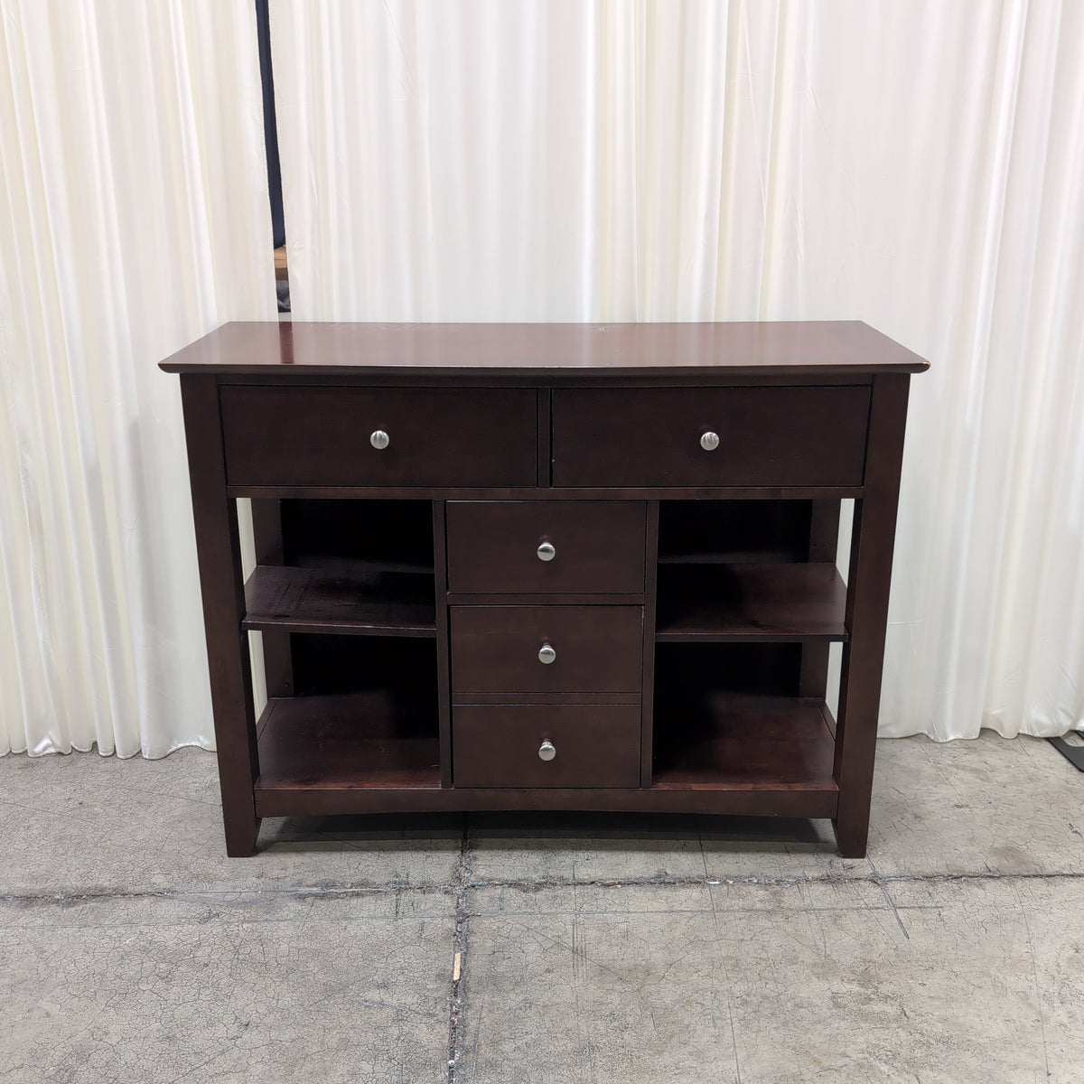 Dark Brown Wood TV Stand with Multiple Drawers