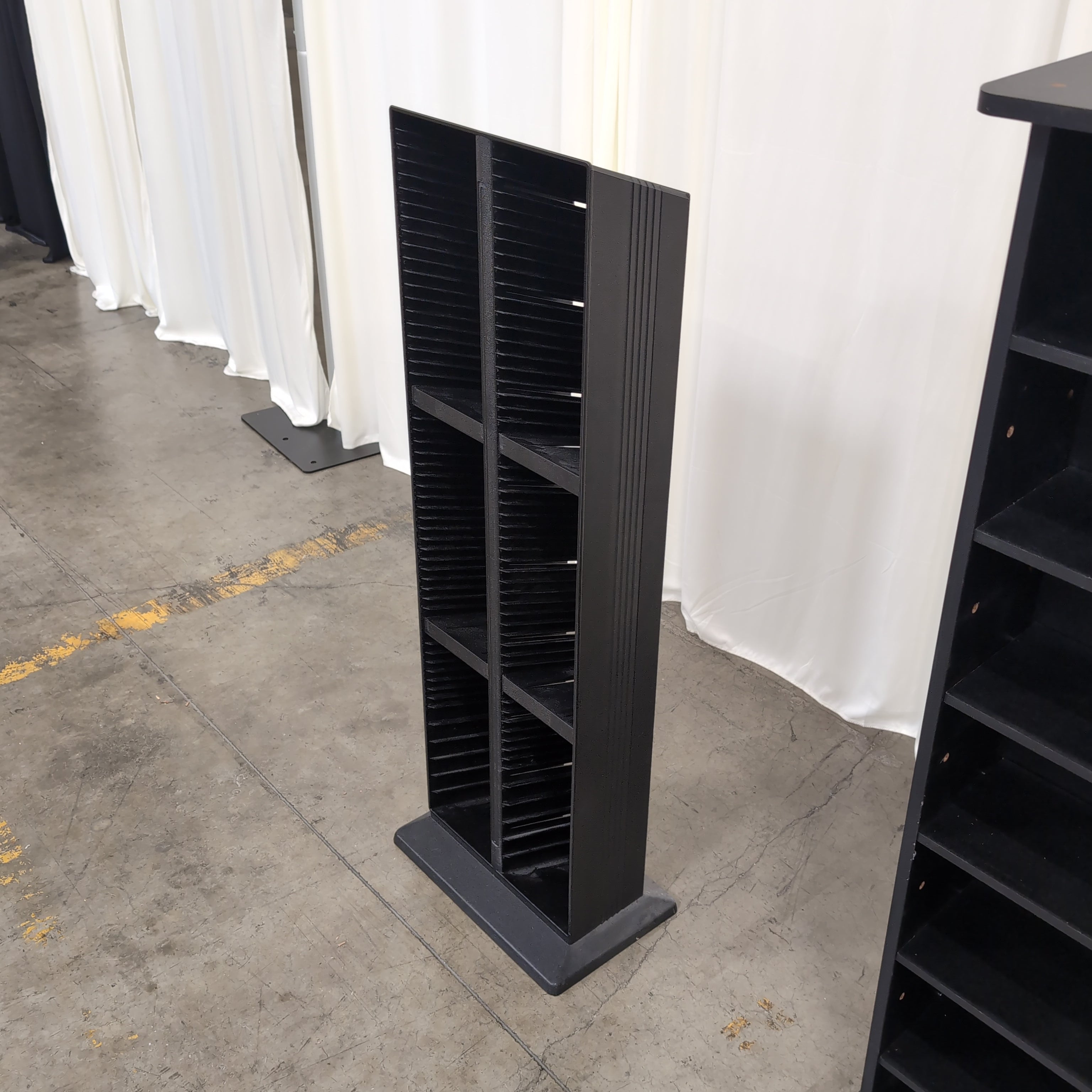Black Plastic Freestanding Media Tower