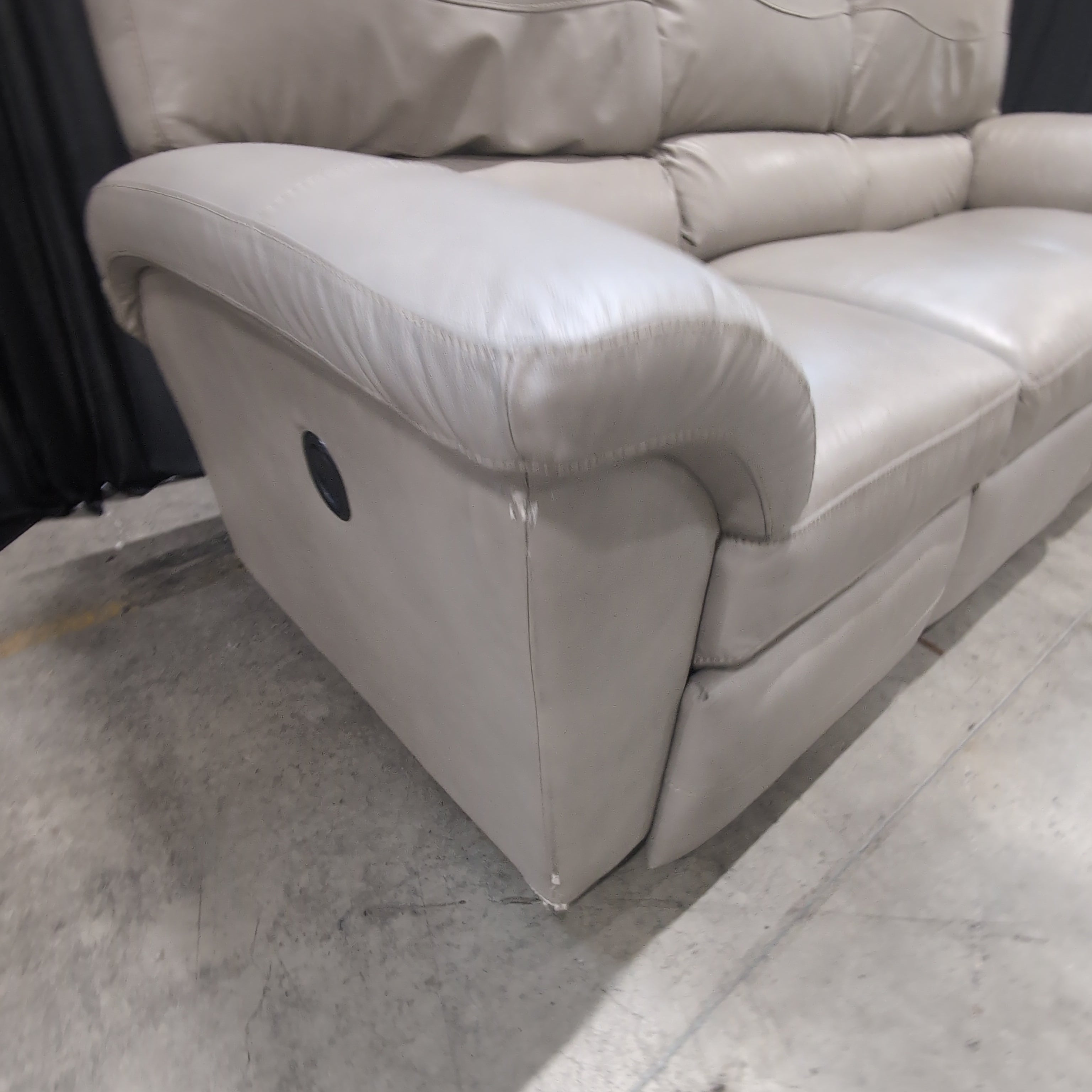 Padded Beige Reclining Three-Seat Couch in Faux Leather