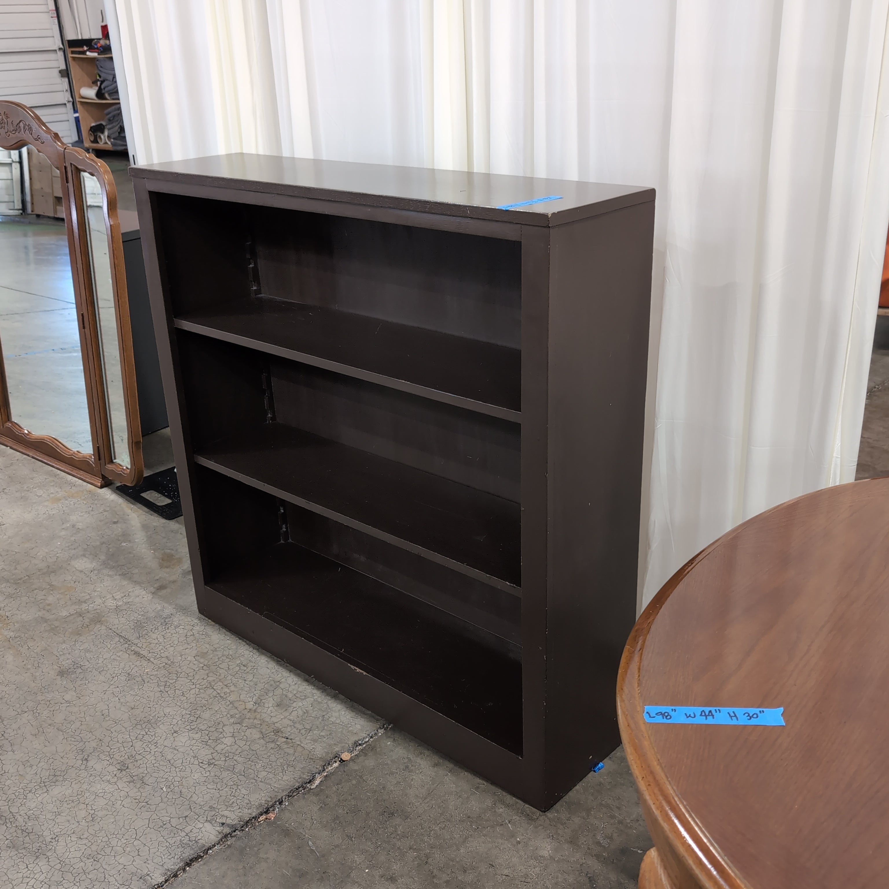 Dark Brown Three-Shelf Bookcase in Wood-Tone Finish