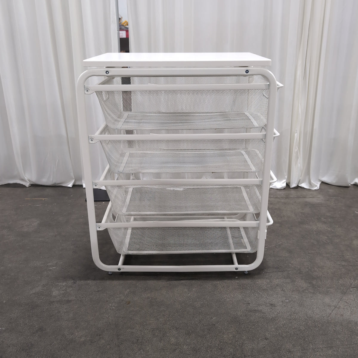White Metal Five-Drawer Storage Cart