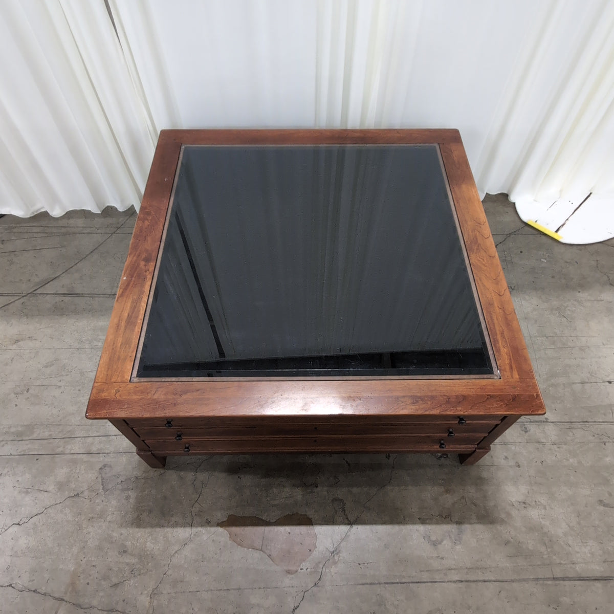 Bob Lexington Traditional Brown Wood Coffee Table with Ornate Mirror