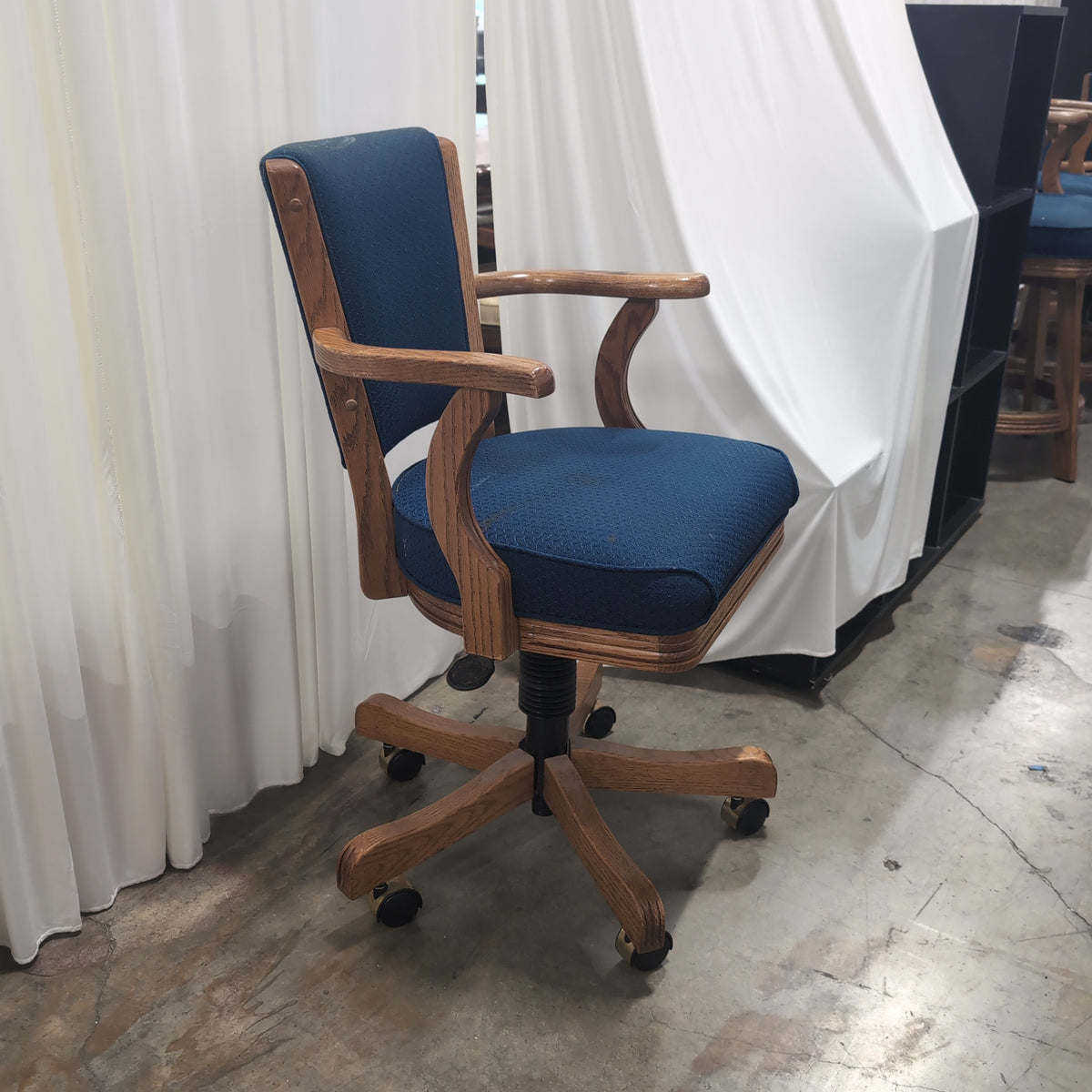 Traditional Wood Frame Office Chair with Casters