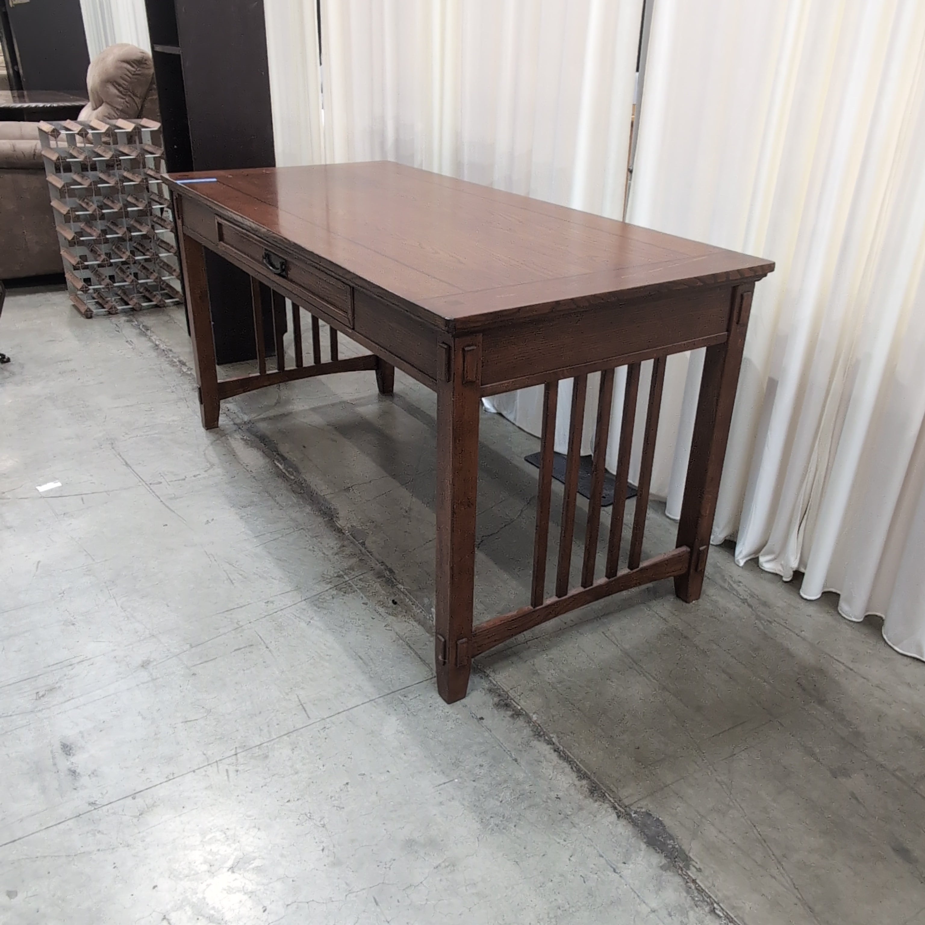 Dark Wood Writing Desk with a Single Drawer
