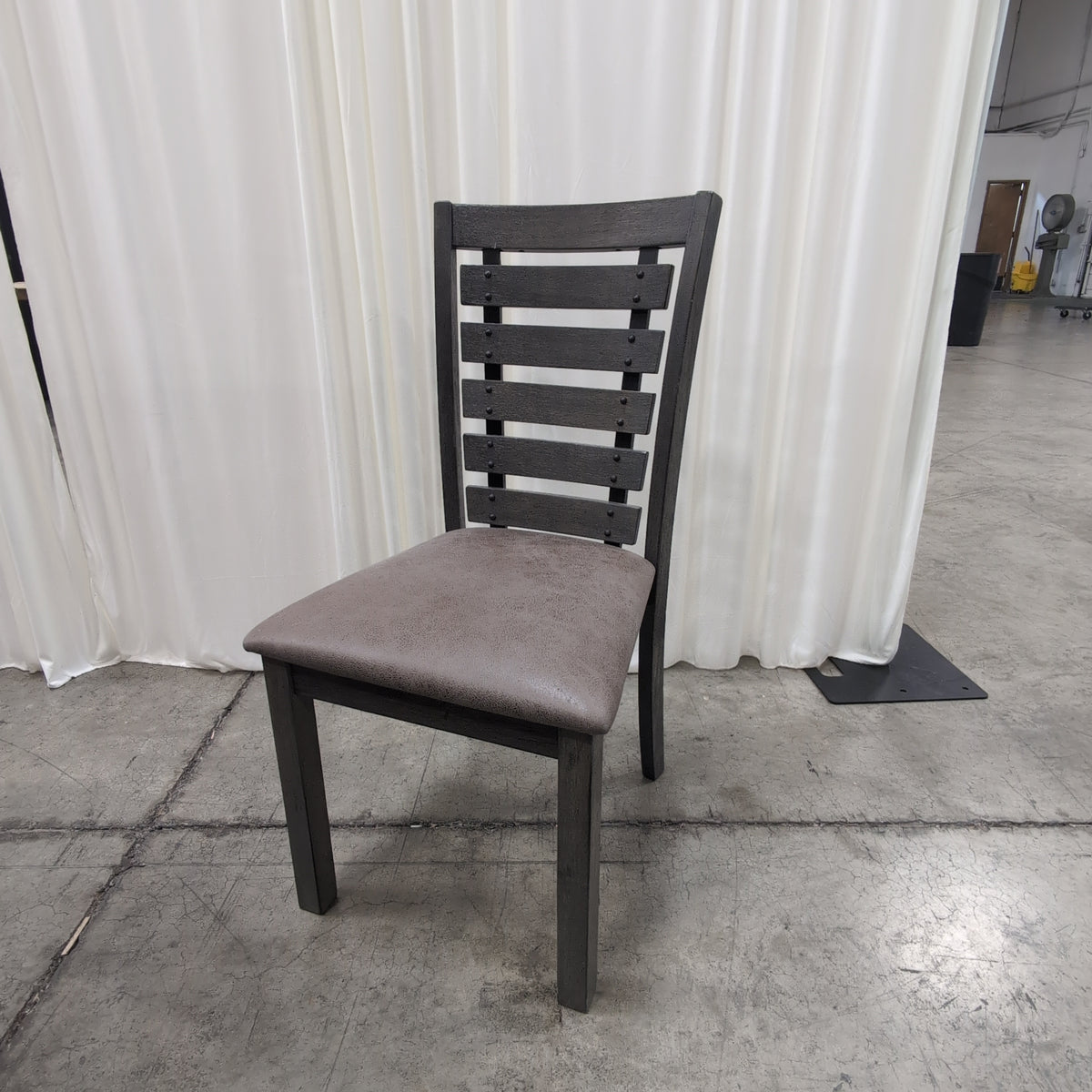 Dark Grey Wood Round Dining Table Set