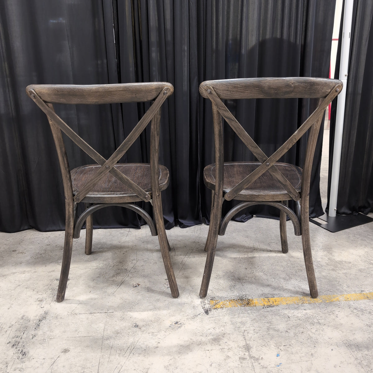 Dark Wood Cross-back Dining Chair in Distressed Finish
