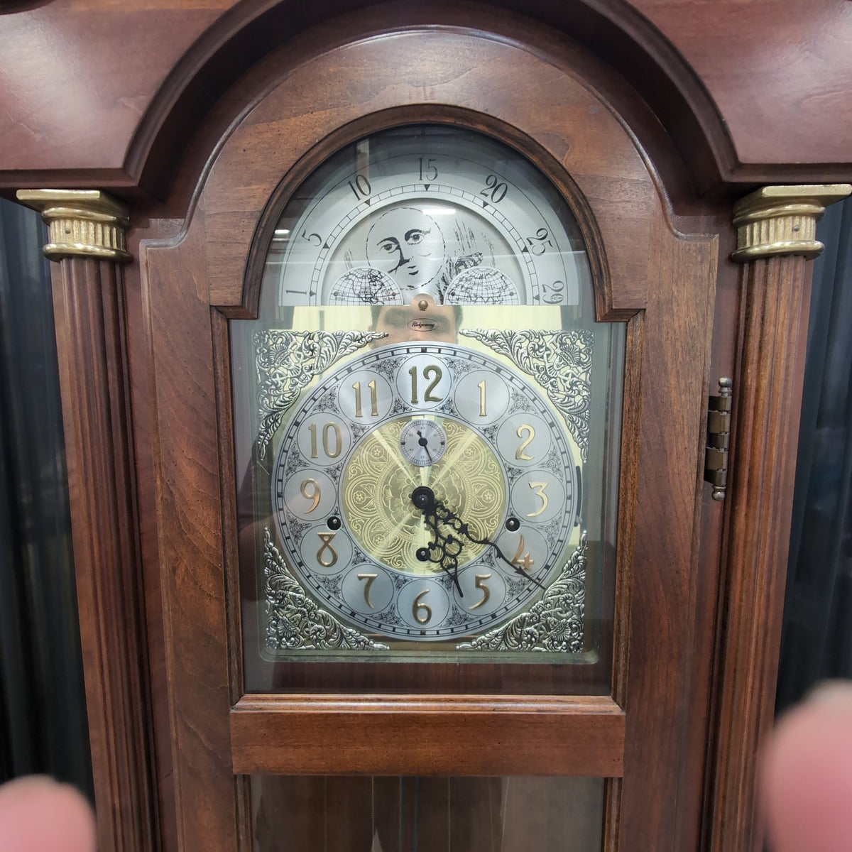 Ridgeway Traditional Ornate Grandfather Clock in Dark Wood