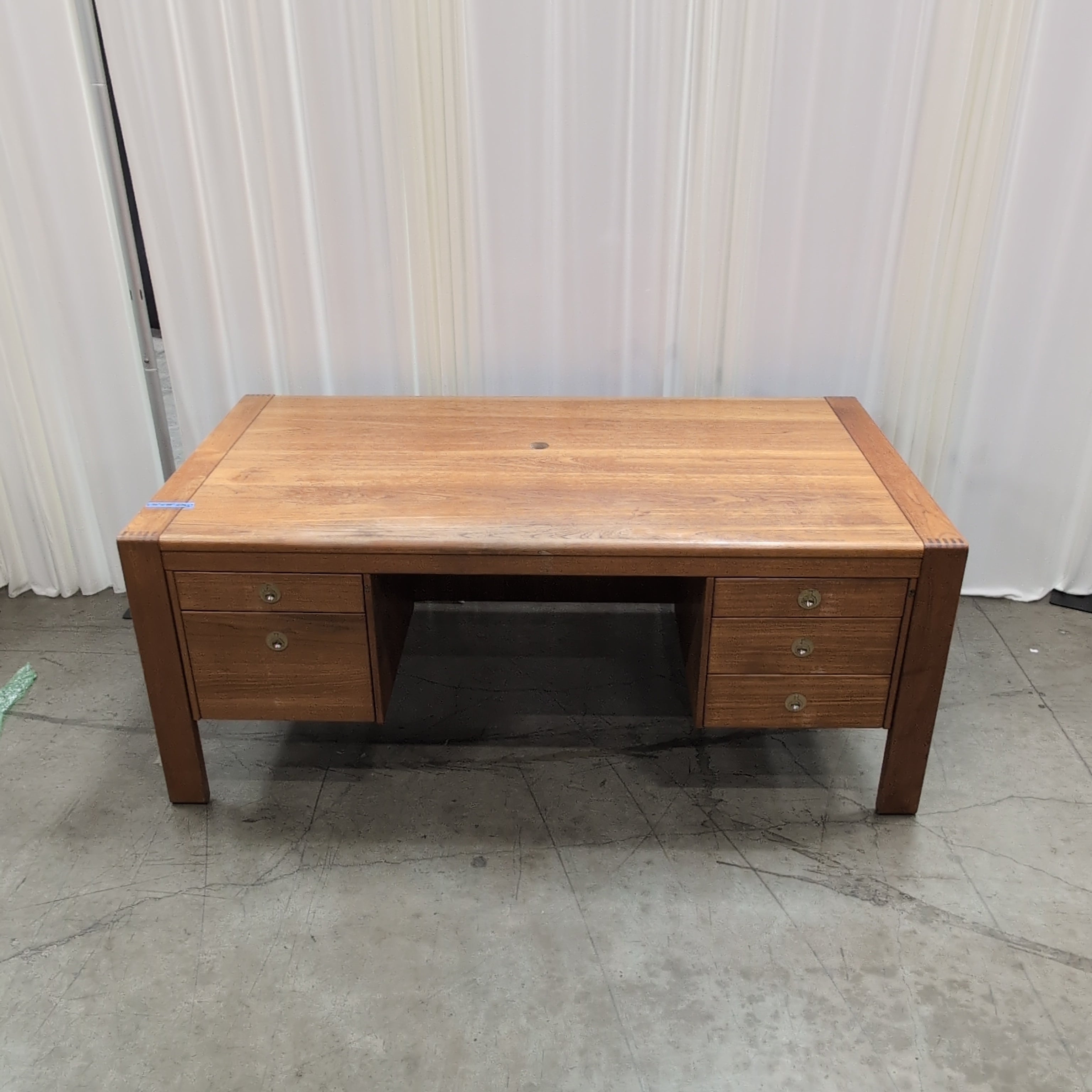 Warm Wood Executive Desk with Multiple Drawers