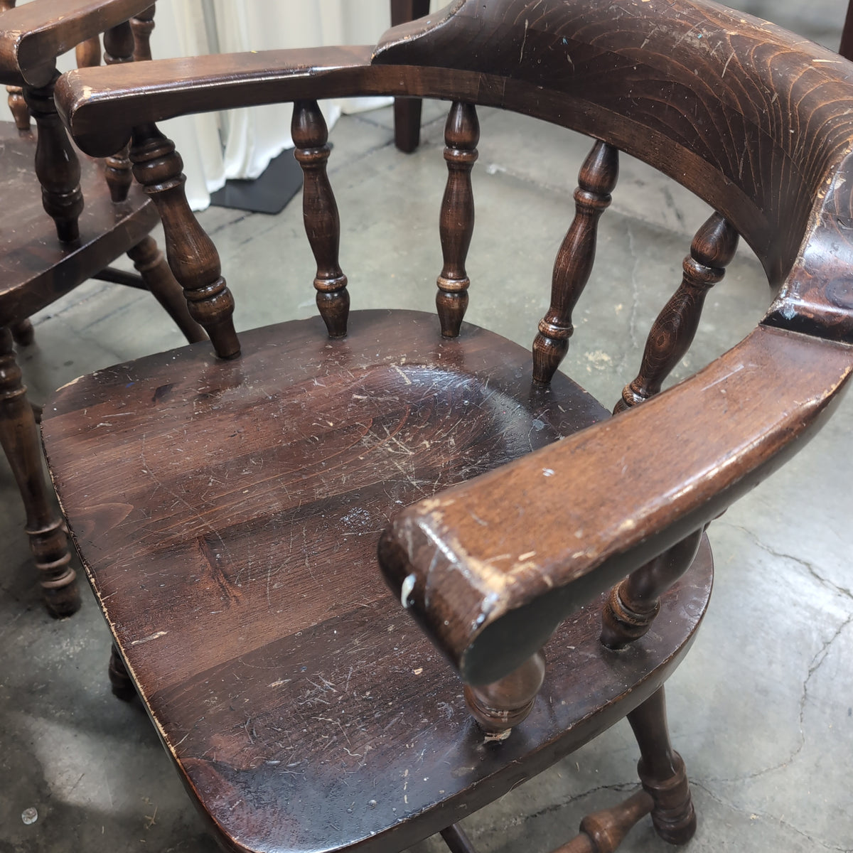 Dark Wood Round Dining Table with Spindle Chairs