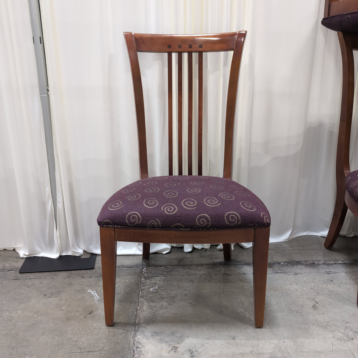Dark Stained Wood Dining Table with Chamfered Corners