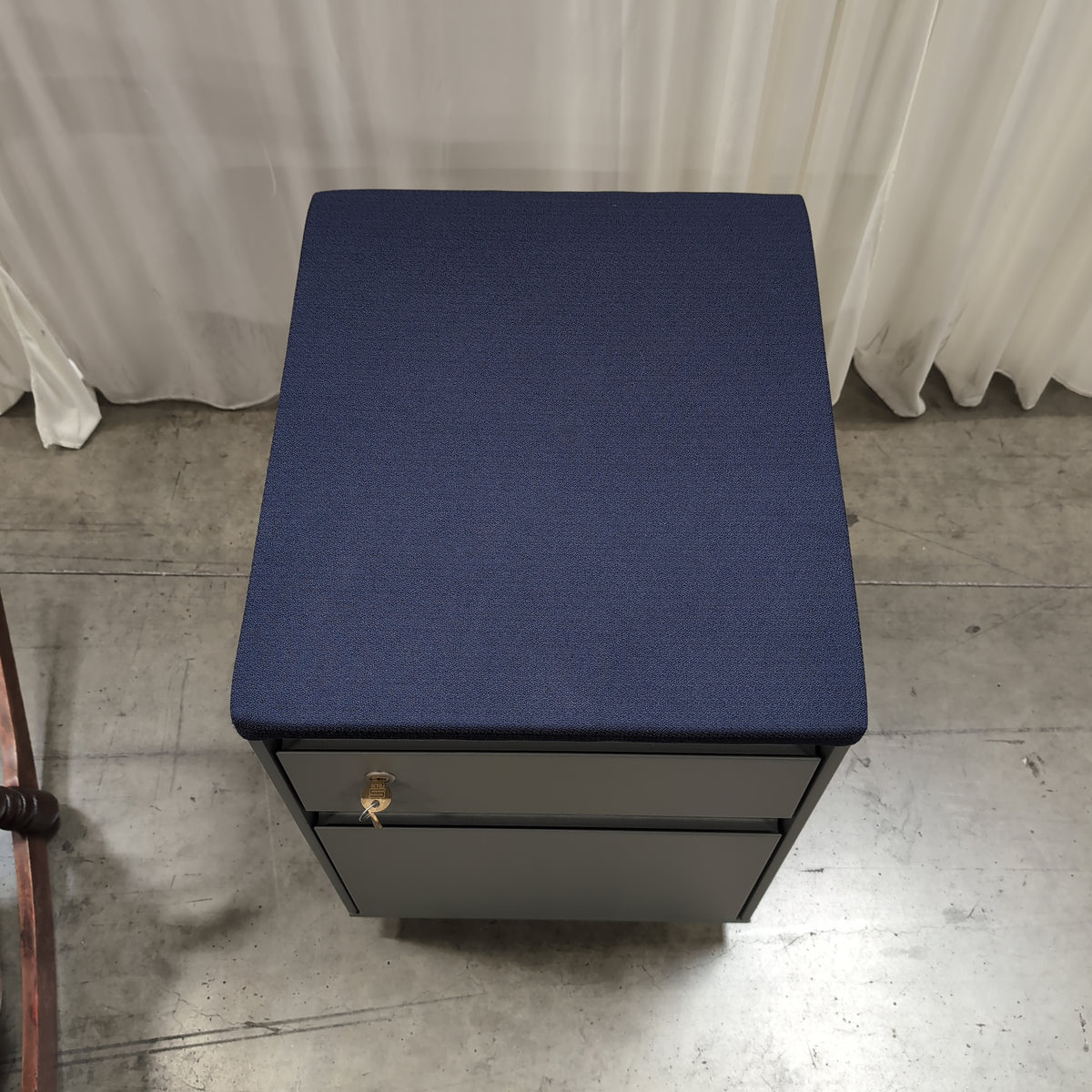 Steelcase Grey Mobile Filing Cabinet with Upholstered Top