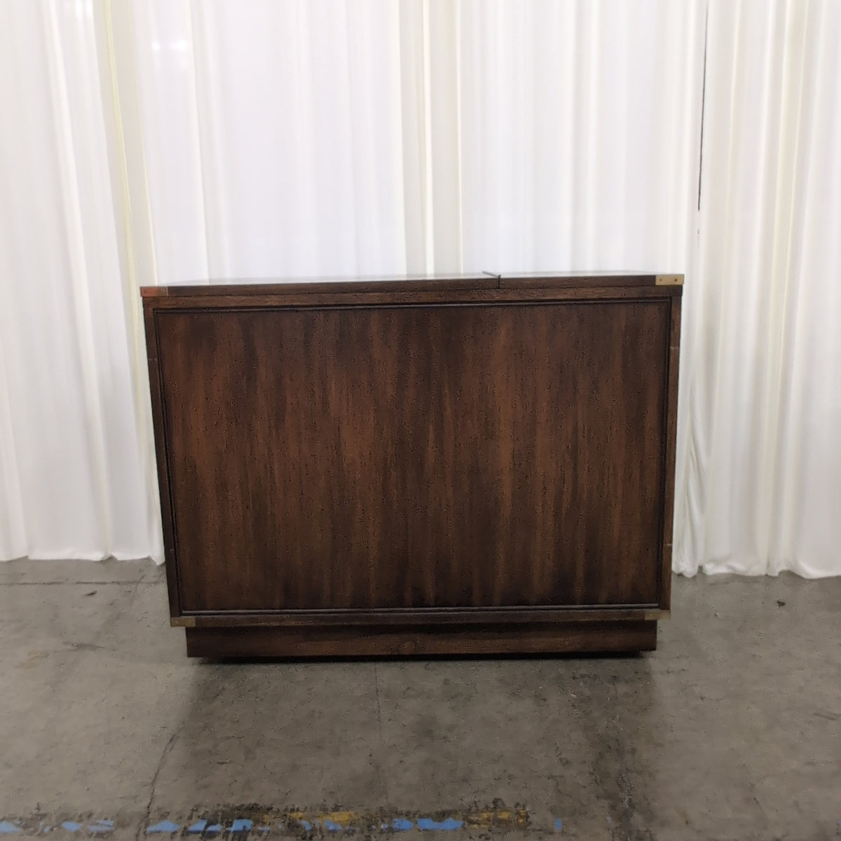 Traditional Dark Wood Storage Chest with Brass Accents