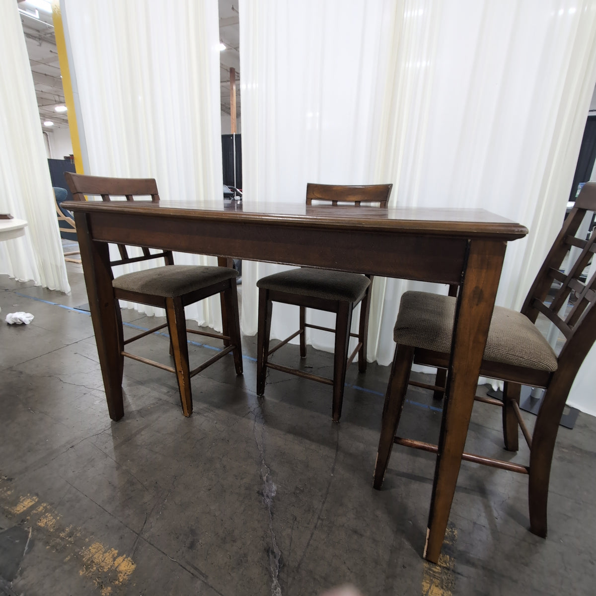 Dark Wood Counter-Height Dining Table Set with Lattice Back Chairs