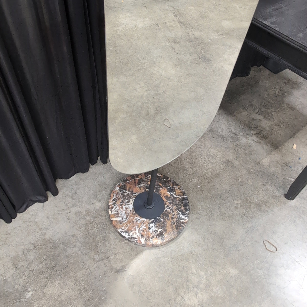 Capsule Full-Length Floor Mirror with Marble-Look Base